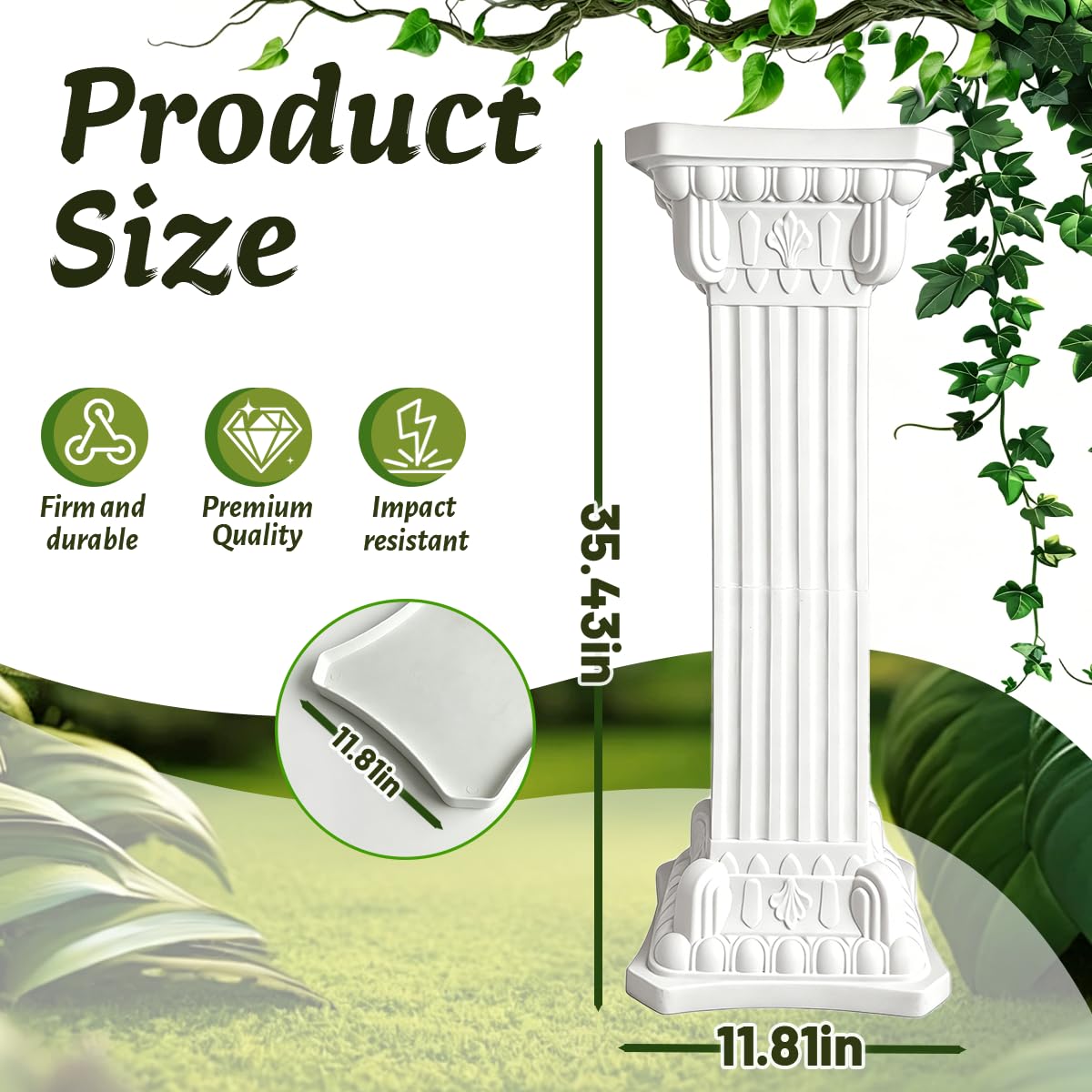 MXOYOXM 2 Pcs Vintage Wedding Roman Pillars,35.43 Inch High Plastic Wedding Columns and Pillars,White Pillar Stand for Ceremonies,Events,Banquets,Flower and Plant Display(Square)