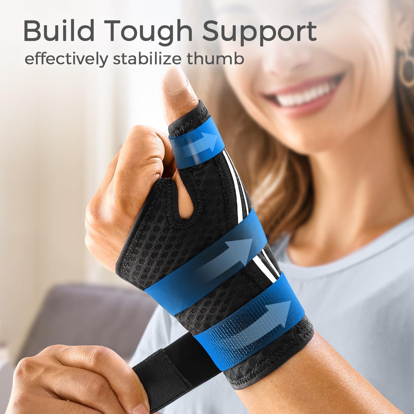 FREETOO Thumb Brace Support Right Hand or Left Hand for Arthritis Pain and Support, Thumb Spica Splint for Trigger Thumb, Thumb Stabilizer for Tendonitis, Sprain Fits Palm 7.5''-8.5'' S/M White