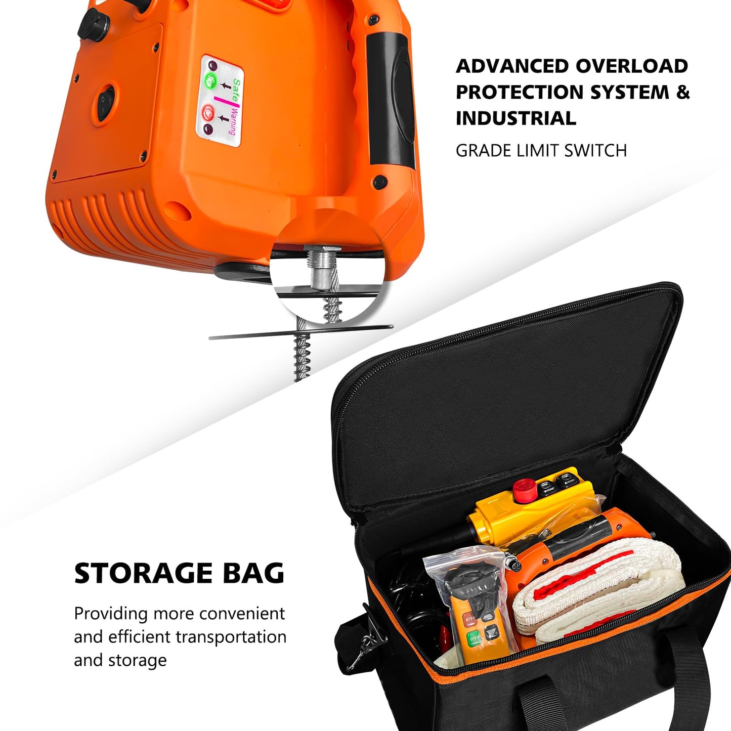 SENKEYFE PRO Power Electric Portable Hoist Winch 1100LBS, 30FT Electric Cable Hoist 1600W with Single/Double Hooks Dual Wireless Remote Control, Electric Hoist Lift Ceiling Winch for Lifting Towing