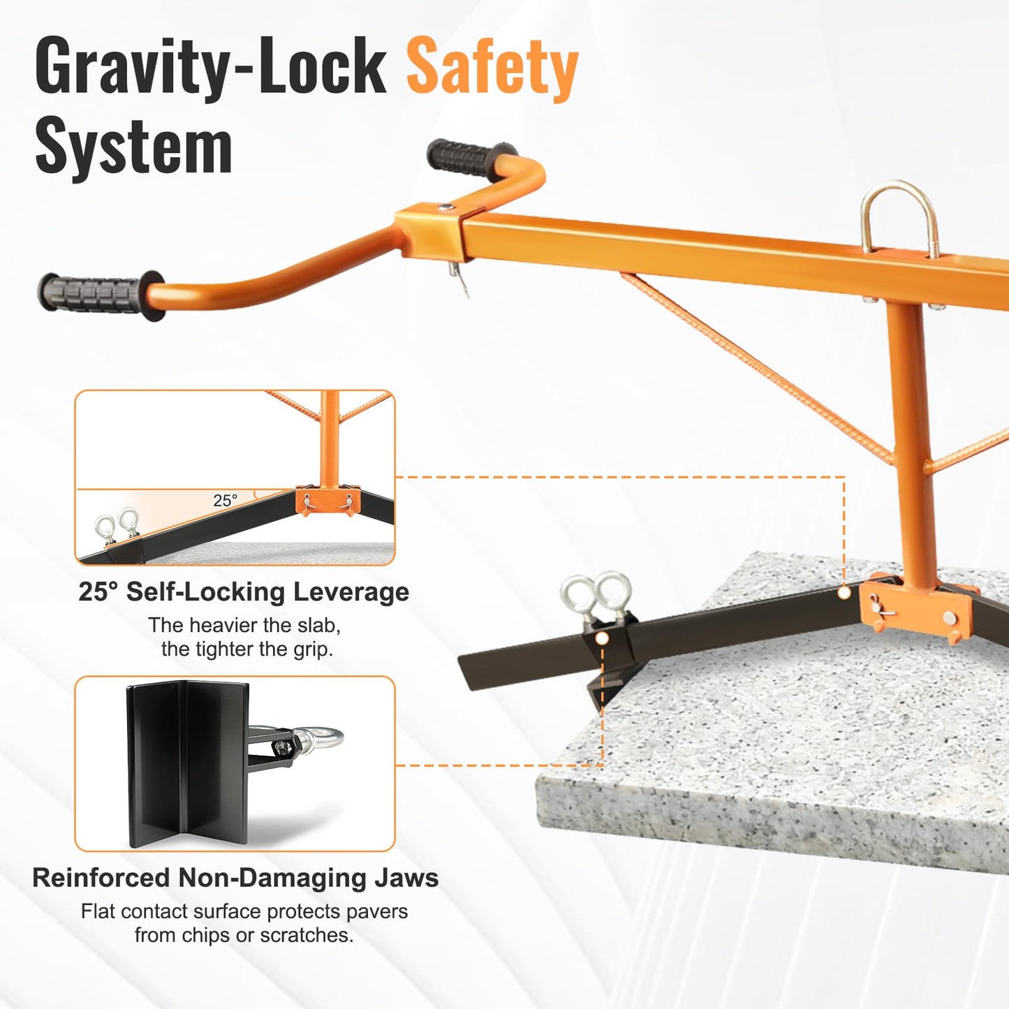 BZ SUN Heavy Duty Paver Slab Lifter, 9" to 47.2" Adjustable Span, 330 lbs Capacity paver lifter, Professional Paving Extractor Tool with 0.45" Thickened Solid Steel & Bolt-Fixed Safety Design