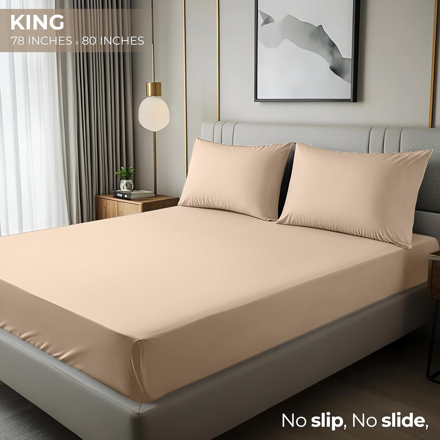 Utopia Bedding King Fitted Sheet - Deep Pocket Soft Microfiber - Fade Resistant & Easy Care (Beige)