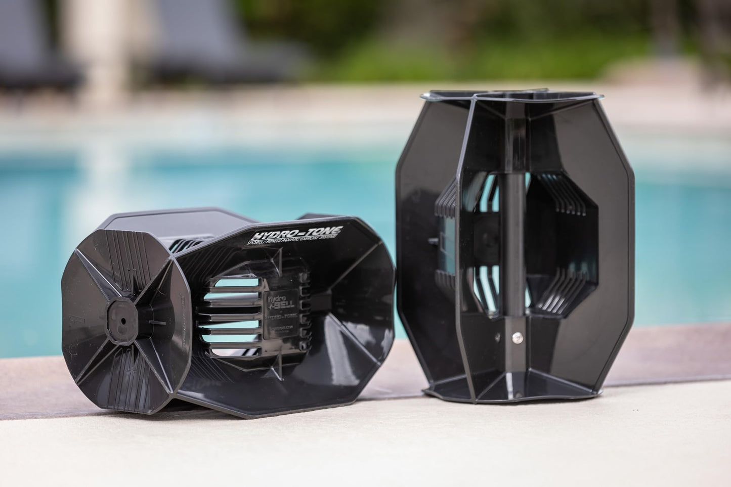 Aquastrength Hydro-Tone Total Body Pool Exercise System, Isokinetic Functional Water Weights, Bells 12" x 7.5", Fins 6.5" x 2.5", Quick Start Guide Included, Black