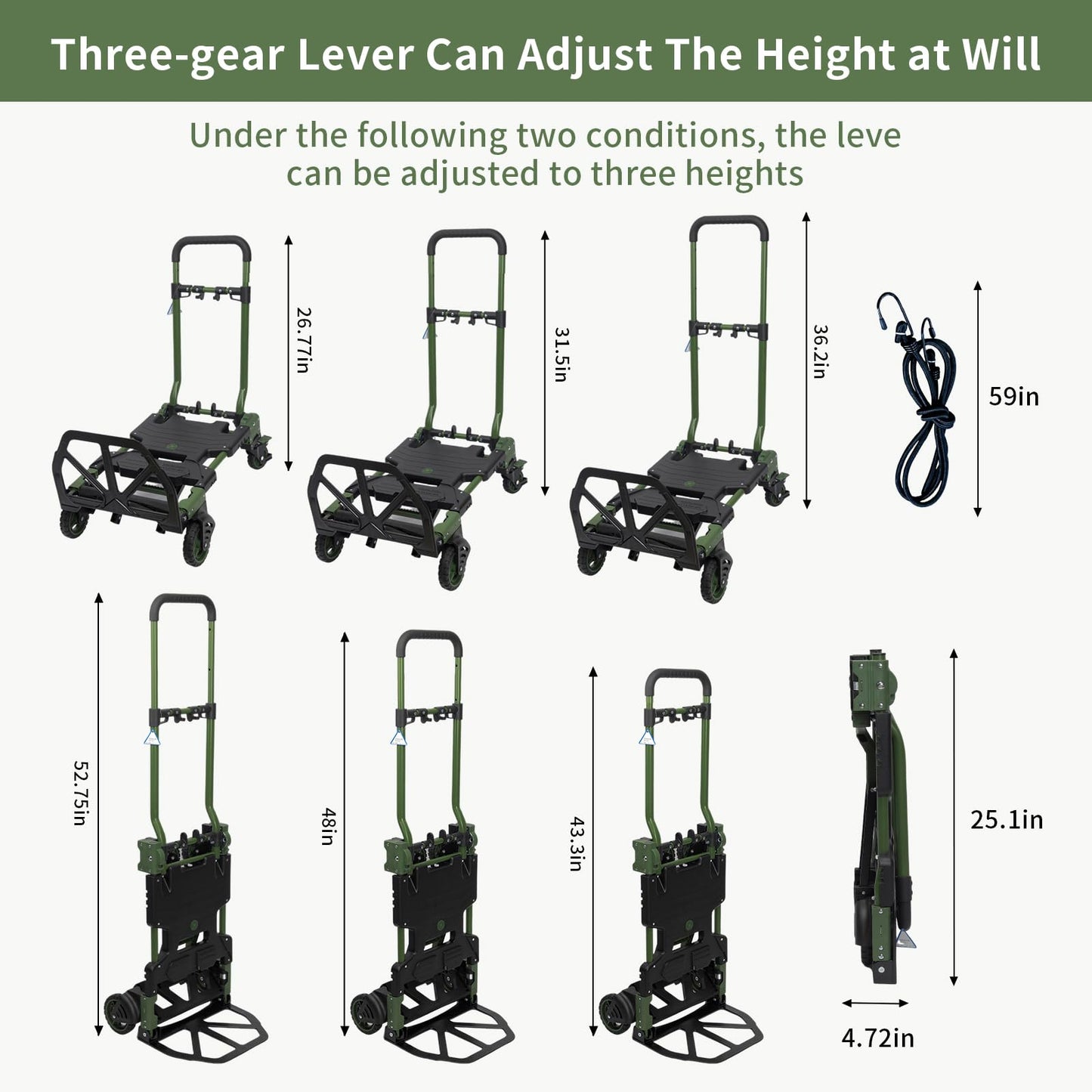 2-in-1 Black Folding Small cart, Outdoor Cargo handling Vehicle, Flatbed Trailer with a Load Capacity of 330 pounds (1, Black Brake)