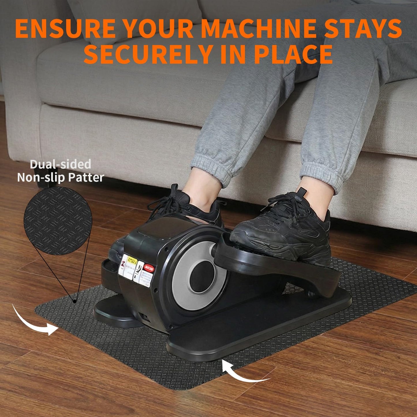 Stepwaver Double-Sided Rubber Non Slip Mat for Elliptical Machine, 24"x17" Anti Slip Mat for Vibration Plate & Stepper, Odorless & Durable