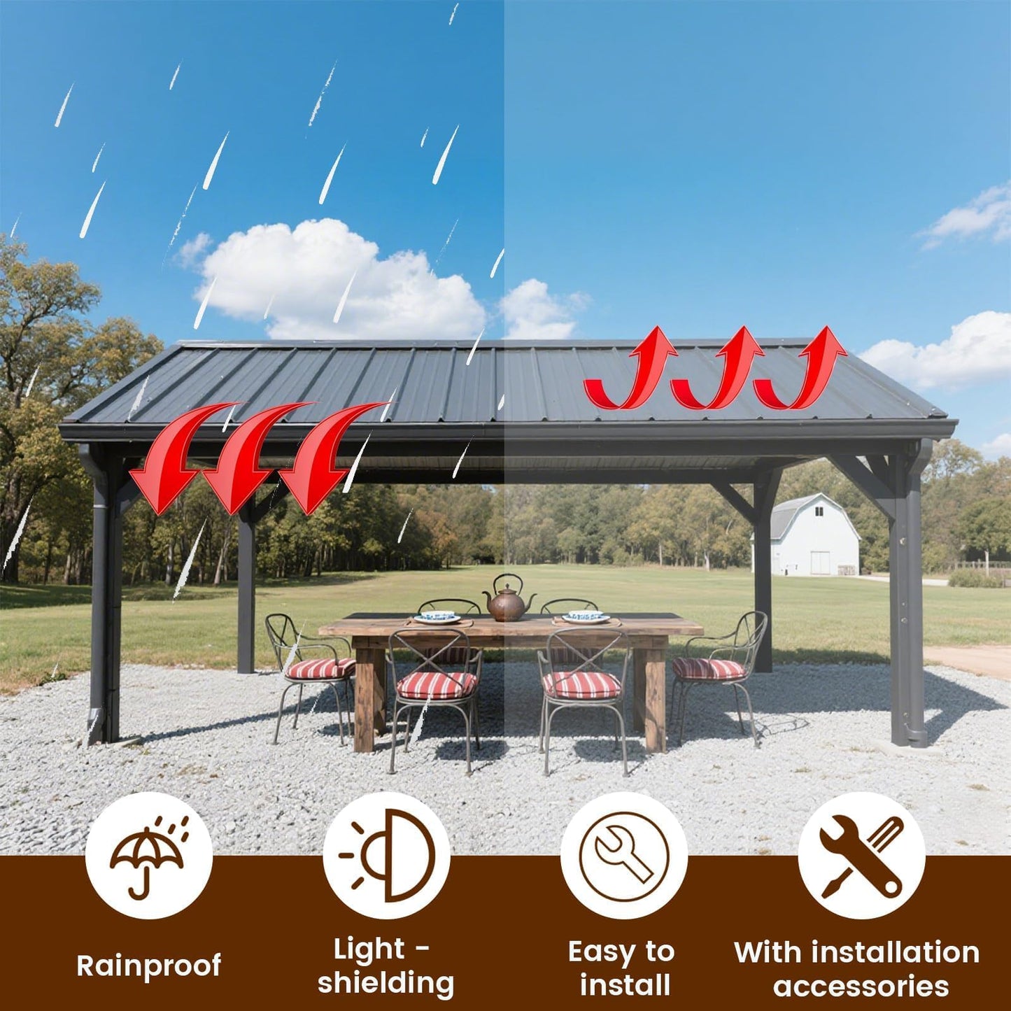 18 Pcs Metal Roofing Panels, L43.3×W17.72 Inch Corrugated Galvanized Roofing Panels Metal Siding Panels with Steel Screws for Pergola, Gazebo, Shed, Outdoor Storage, Chicken Coop, Patio,Garages (Grey)