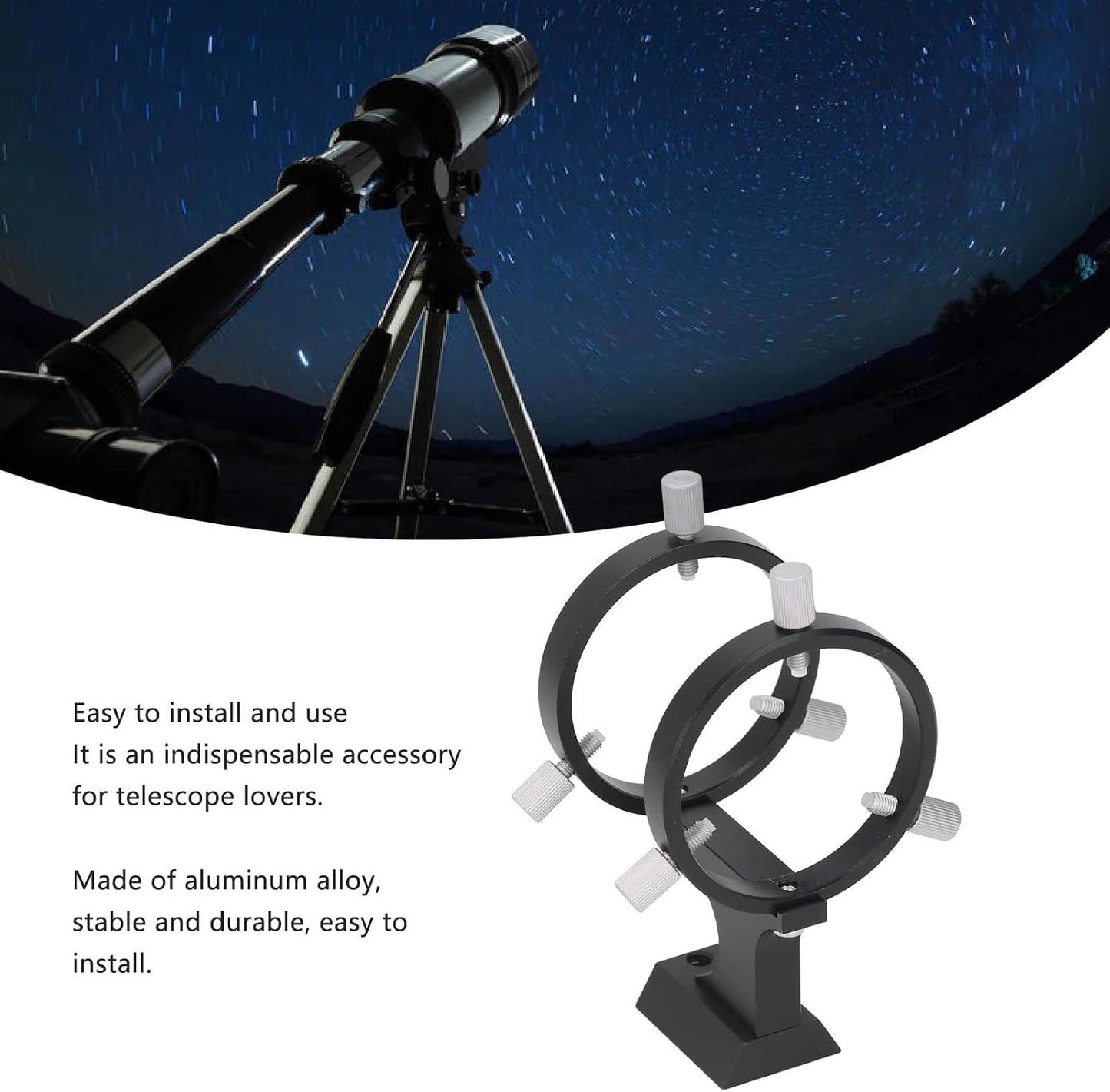 1/4 Inch Telescope Finder Scope Mount, Adjustable Bracket with Fixing Ring and Screw for Astronomical Telescopes