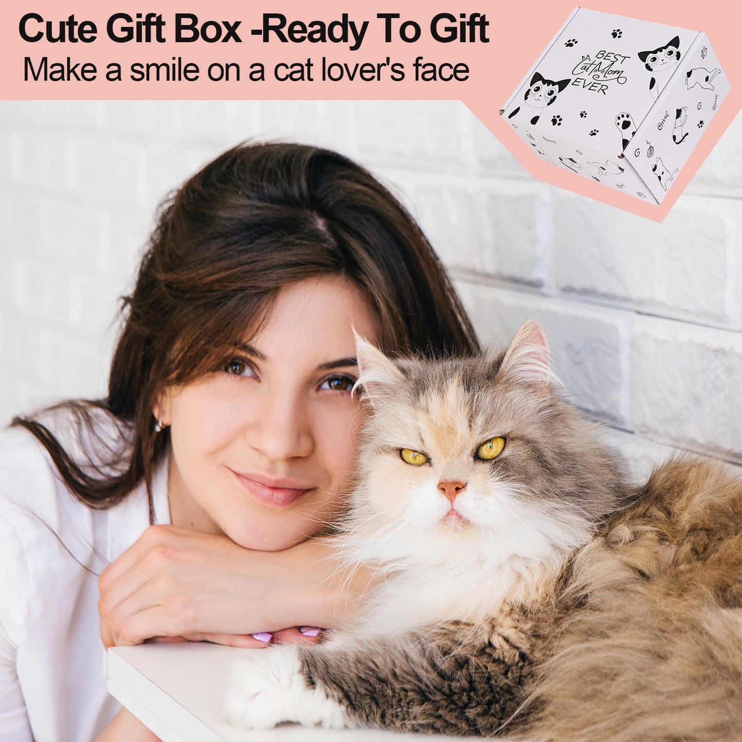 LiYiQ Cat Lover Gifts for Women - Cat Mom Gifts, Crazy Cat Lady Essentials: Makeup Bag, Socks, Scrunchies, Greeting Cards - Perfect for Birthdays & Mother's Day