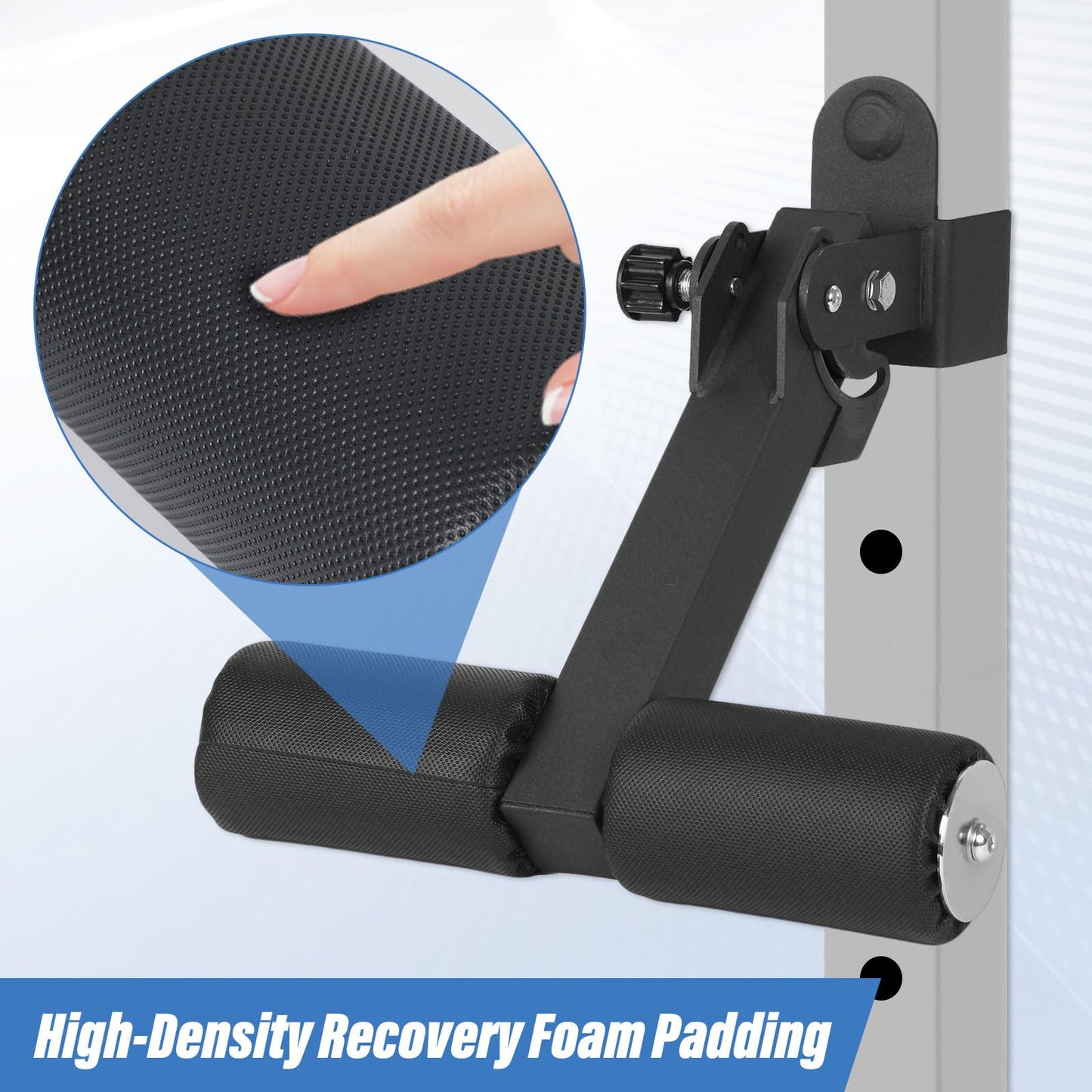 Nordic Hamstring Curl Squat Rack Attachment for 3x3 Power Rack with 5/8" or 1" Hole - Adjustable Power Rack Leg Lock with High-Density Recovery Foam Padding, Home Gym Equipment for Leg Workouts