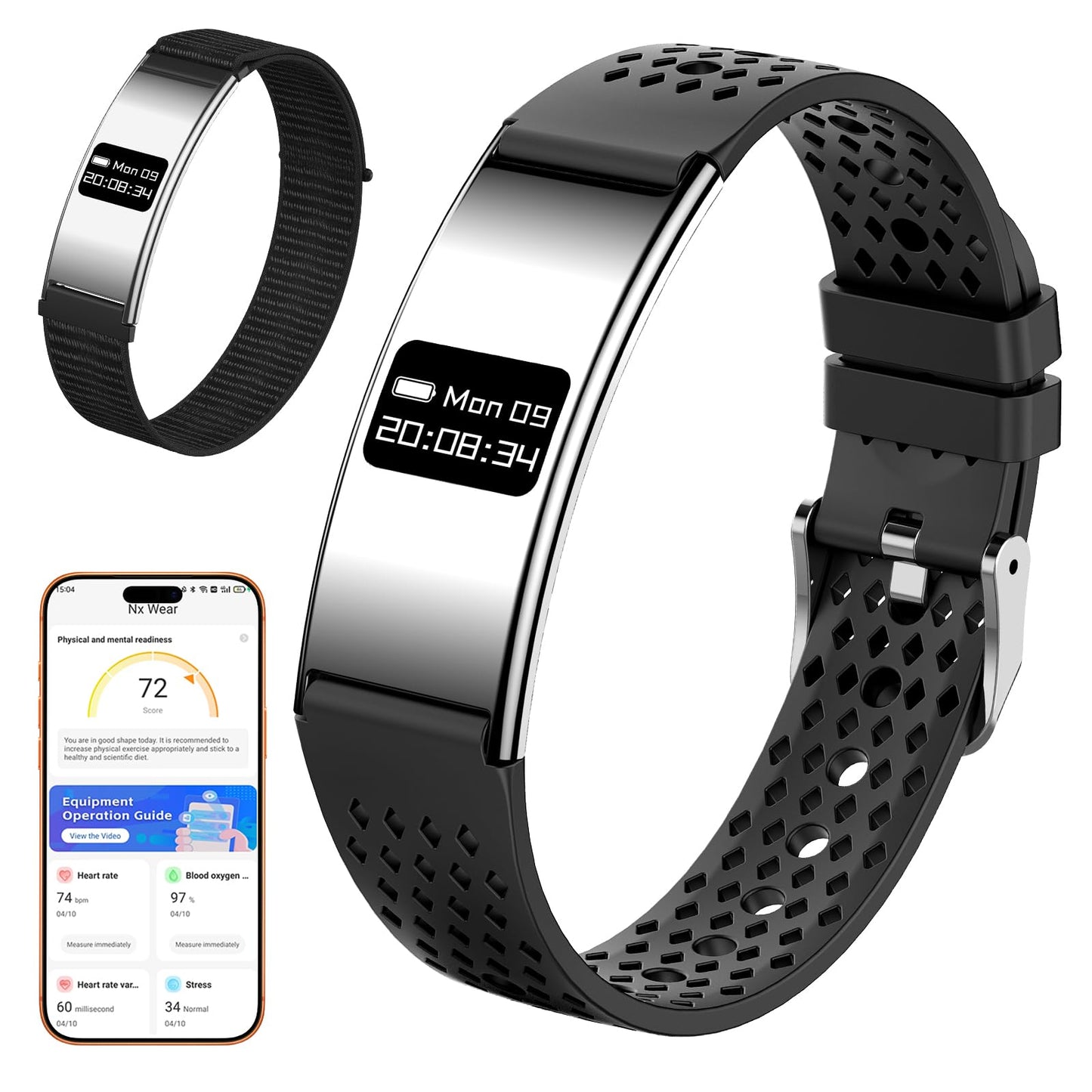 Smart Fitness Tracker with 24/7 Heart Rate, Sleep Tracking, IPX8 Waterproof, HD Display, 24+ Sports Modes, Pedometer, Phone Notifications, Music Control(Silver)