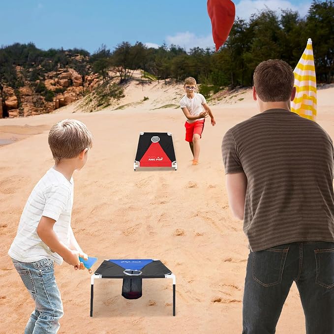 Portable Cornhole Game Set PVC Framed Corn Holes Outdoor Game Set 3 x 2 feet with 8 Bean Bags and Carrying Case