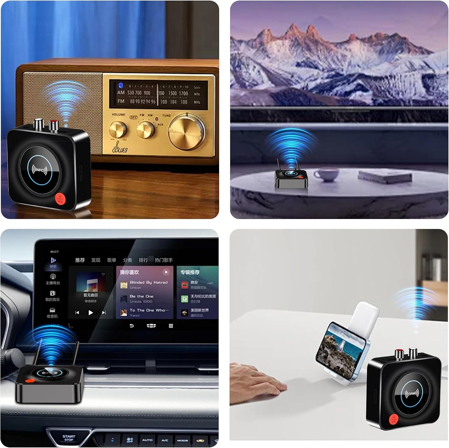 LSLYA Pair,3.5mm Bluetooth Receiver for Home Stereo, NFC Quick AUX/RCA,TF Card Slot,Wireless Bluetooth Audio Adapter
