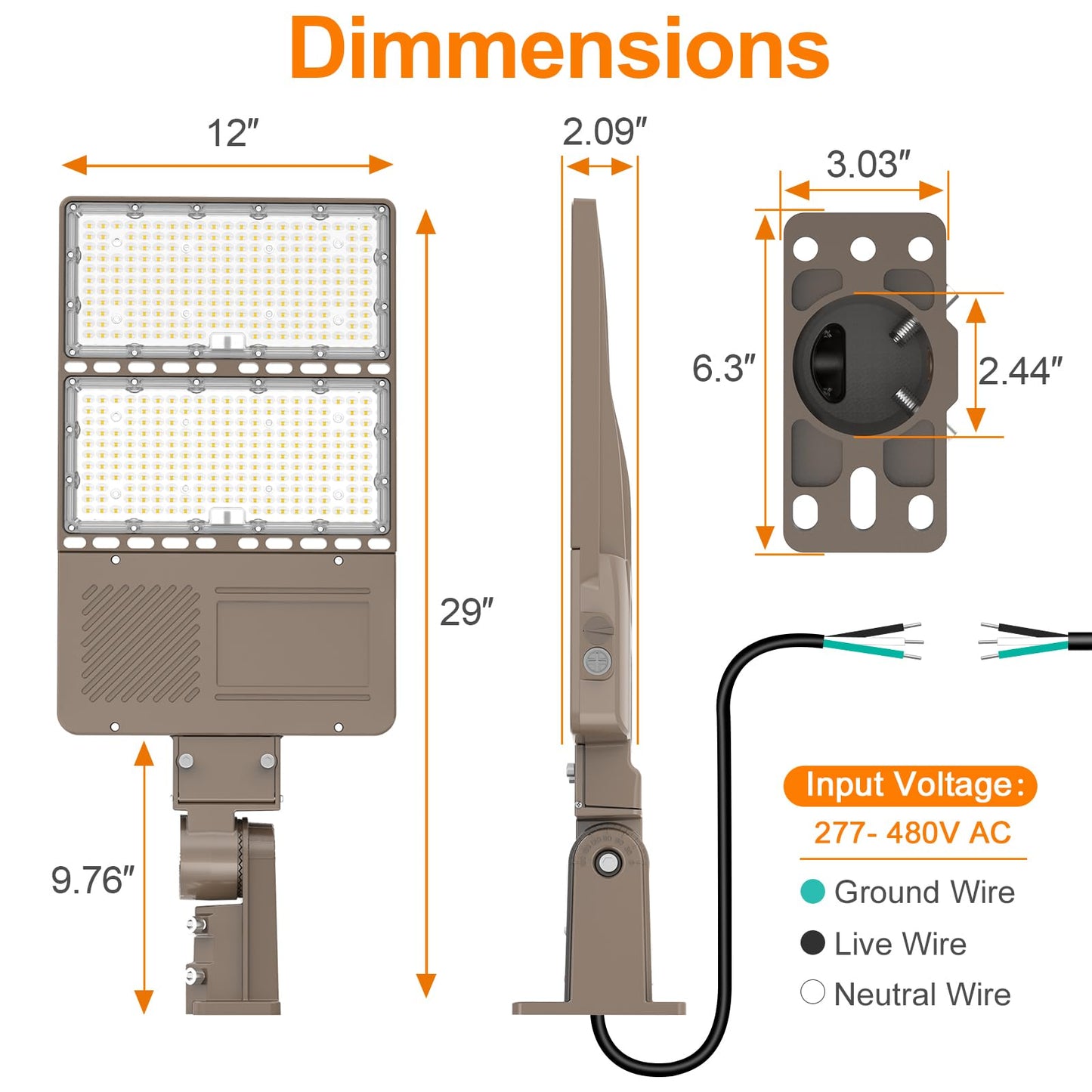 ADUB 4 Pack 320W LED Parking Lot Lights with Photocell, 48000LM ETL Listed LED Shoebox Pole Fixture Adjustable Arm&Slip Fit Mount, 5000K IP65 Commercial Area Street Flood Lighting, AC 277-480V