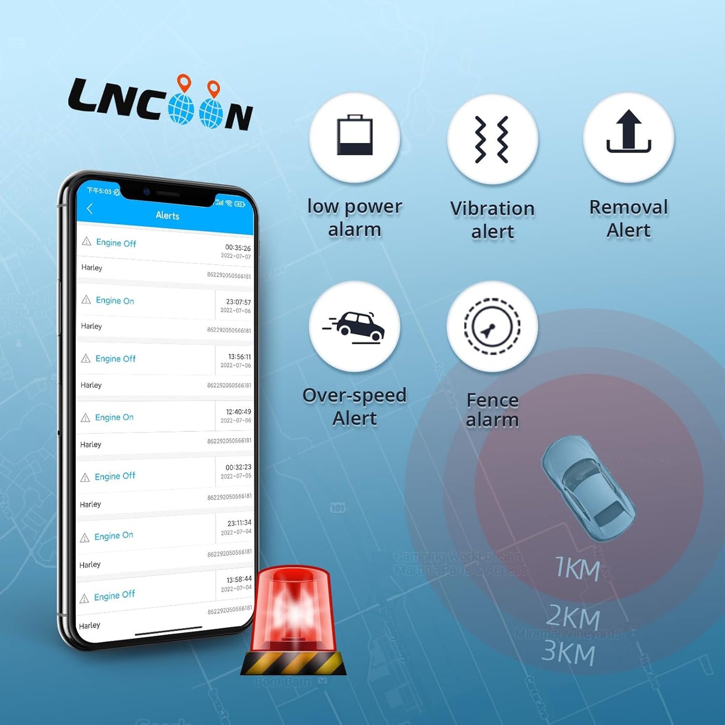 LNCOON 10000mAh LL301 Car GPS Tracker, Tracking Devices for Cars Large Battery Waterproof, Real-Time Tracking
