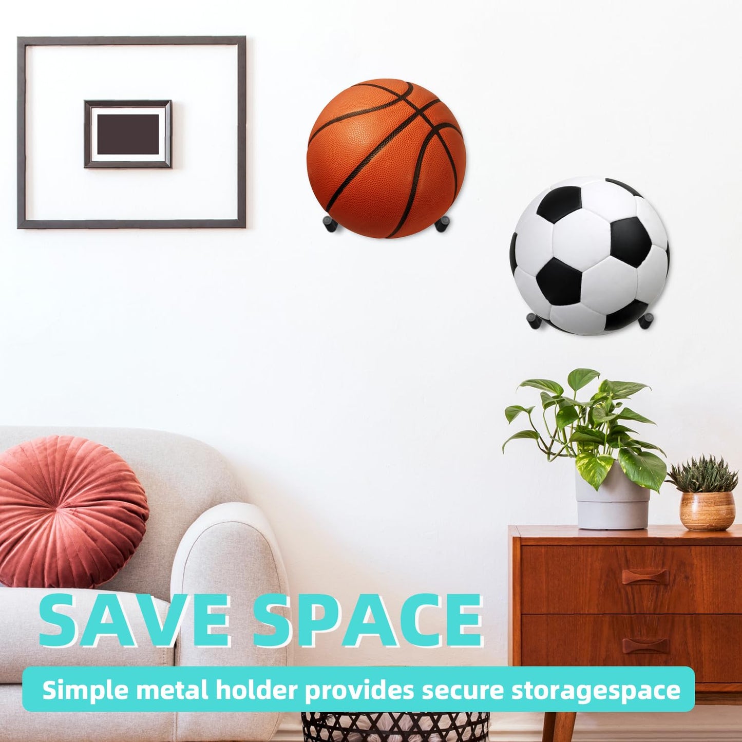 HZSSLKM Metal Exercise Ball Holder Wall Mount(Set of 2),Black Yoga Ball Stand Holder,Stability Ball Holder for Yoga Balls in Home Gym or Studio