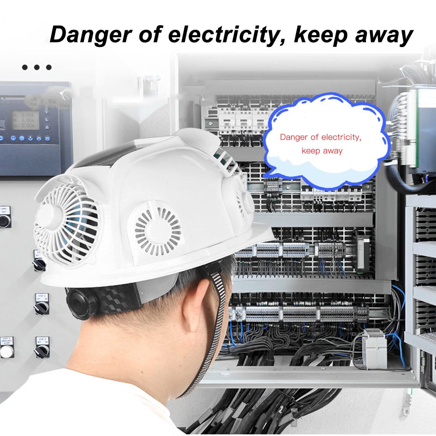 Solar Powered Hard Hat with 6 Cooling Fans LED Headlamp Safety Helmet for Night Work Ventilated Construction Hat for Outdoor Labor