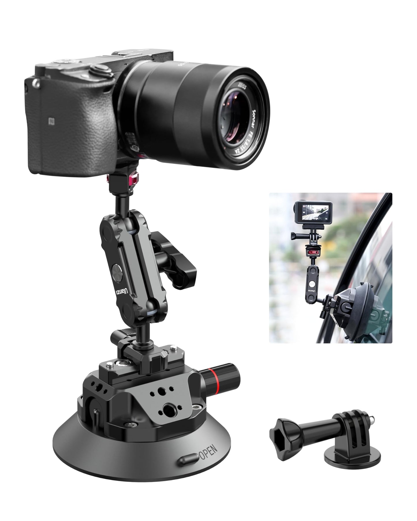 ULANZI SC-02 Suction Mount 4.5'', Magic Arm Bracket for DSLR Cameras Action Camera Video Shooting Filming, Compatible with DJI OSMO Pocket 3 Pocket 4/Insta 360 x5/OSMO 360/Sony/Xtra Action Cameras