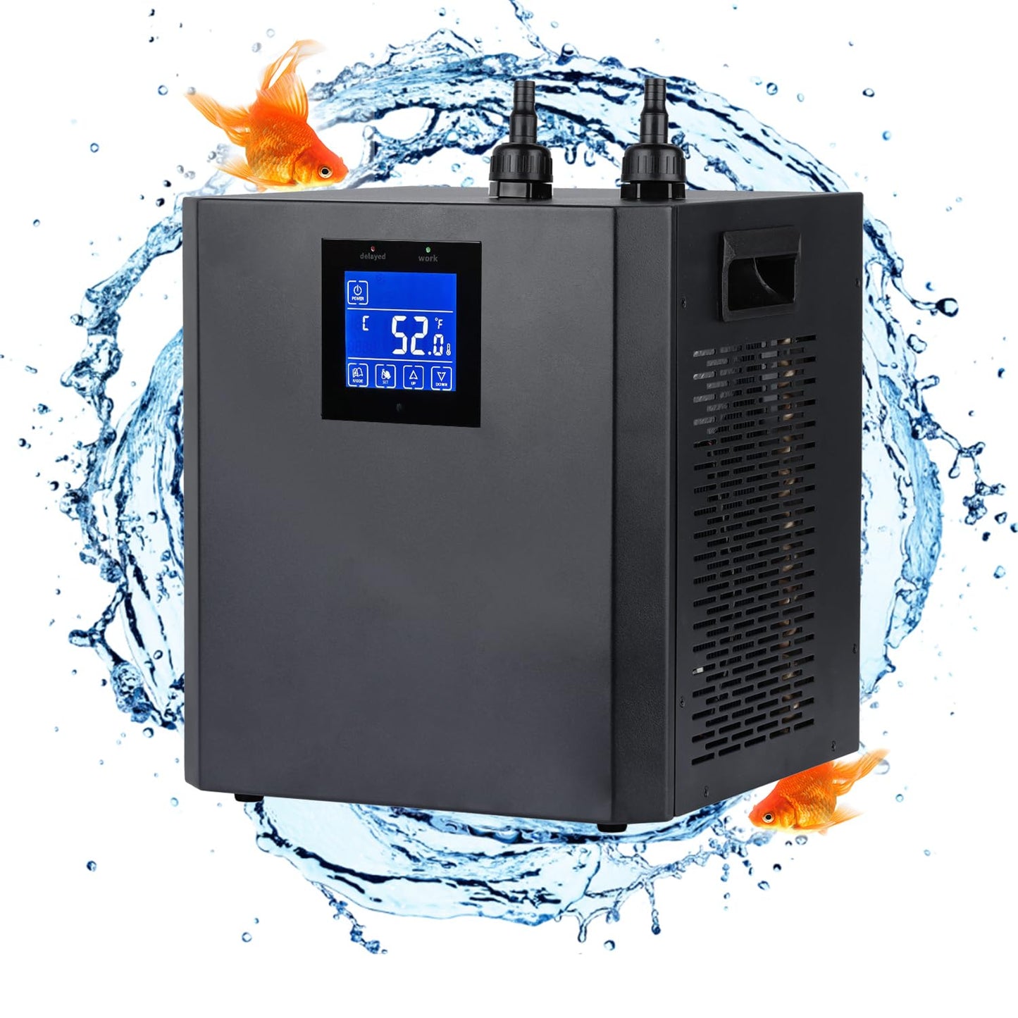 Ezcasch Aquarium Chiller, 79gal 1/3 HP Water Chiller for Cold Plunge, Hydroponic Cooler Fish Tank Cooling System for Axolotl Coral Reef Shrimp with Water Pump and Pipe for Home Use (79gal/300L, 1/3HP)