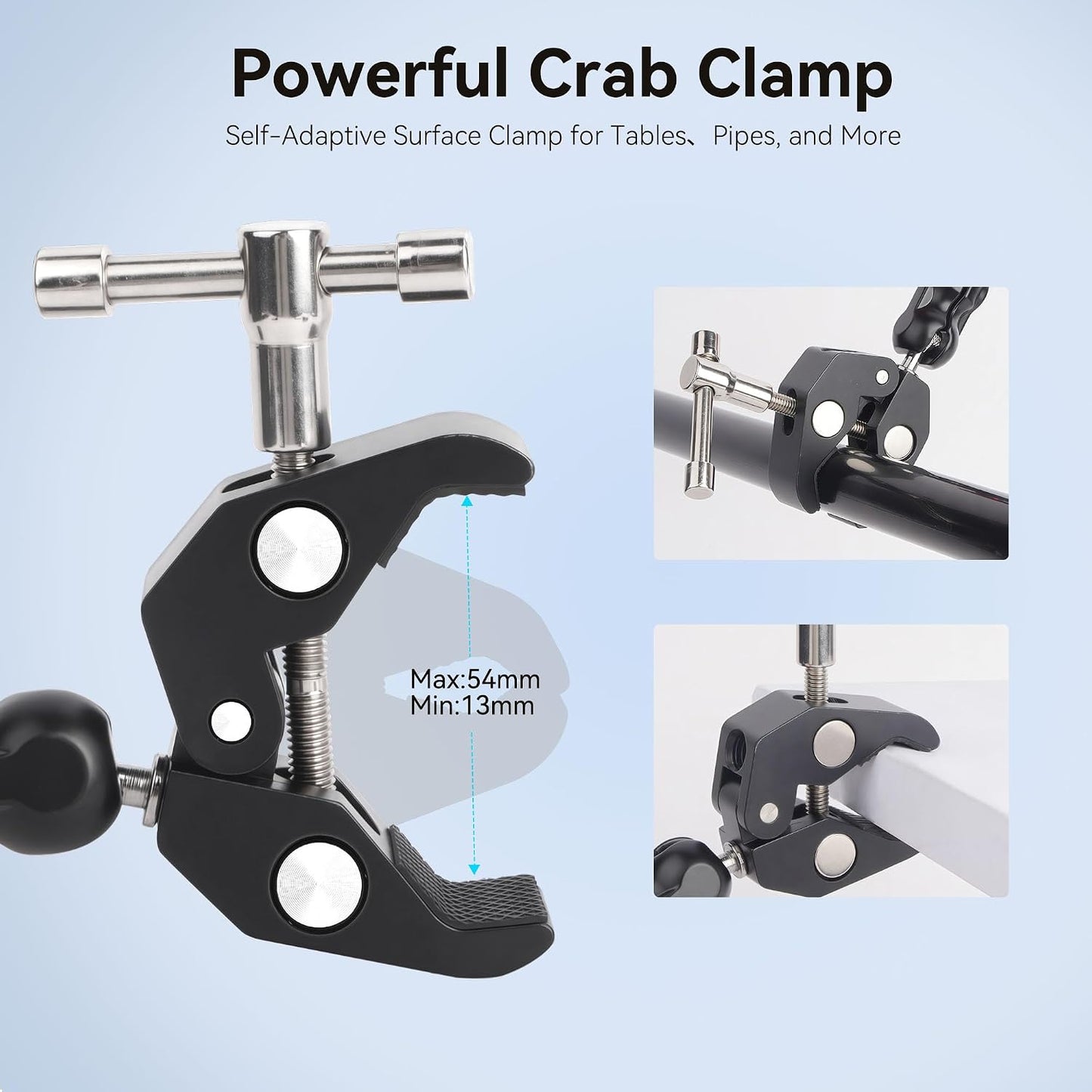 Mechrig 360 1/4"-20 3/8"-16 (SJ019) Camera Clamp Mount with Dual Ballhead Magic Arm, Double Ball Head Adapter
