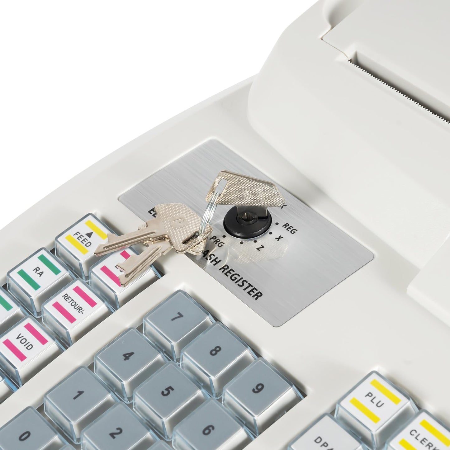 GUEYYSAN ECR100 Electronic Cash Register, 47 Keys Cash Register with High-Speed Thermal Print Head 9-Character LED Register White for Supermarket Shopping Mall Restaurant