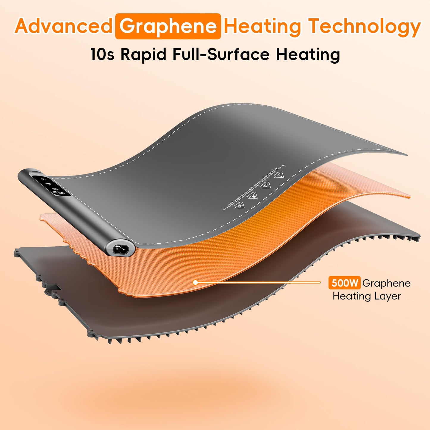 Newise Warming Mat for Food - Graphene Rapid Heating Food Warmers for Countertop, Portable Electric Warming Tray with 6 Temperature Levels, Kitchen Practical Gifts for Mom Wife, Gray