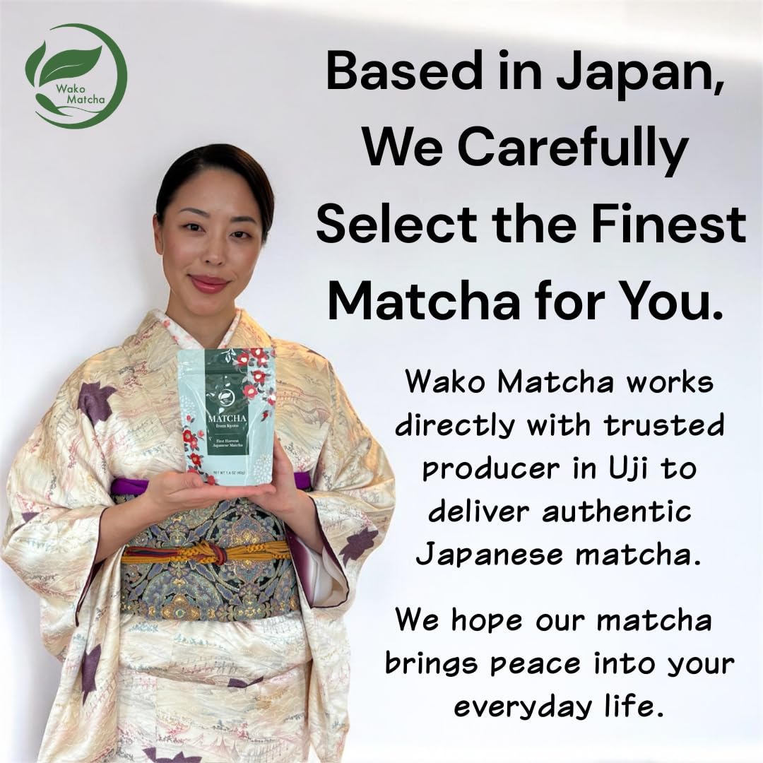 Wako Matcha - Authentic Uji Matcha Green Tea Powder | First Harvest, Ceremonial Grade, 40g