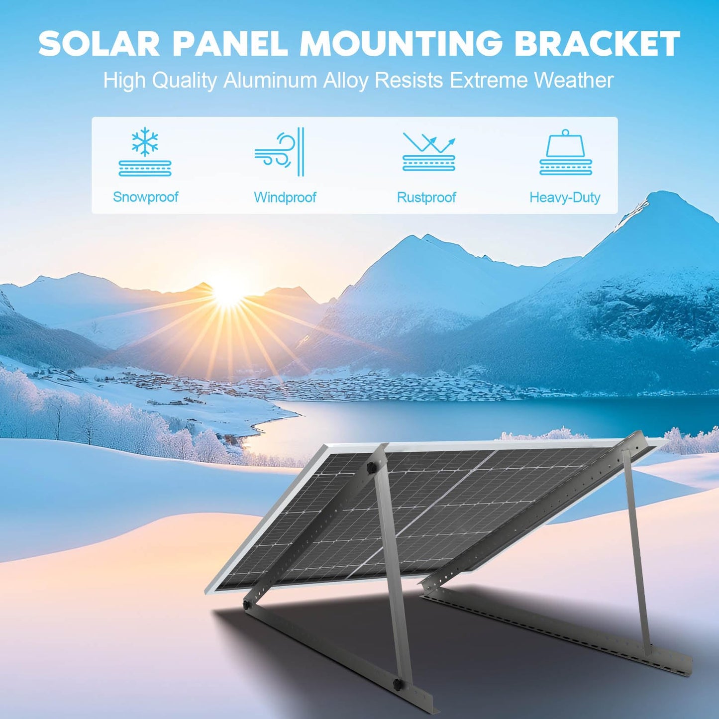 GCCSJ 4 Sets Solar Panel Mounting Brackets, 45in Aluminum Solar Panel Mount Brackets, Adjustable Solar Panel Tilt Mount Brackets, Solar Panel Stand for Roof Ground Off-Grid RV and Boat