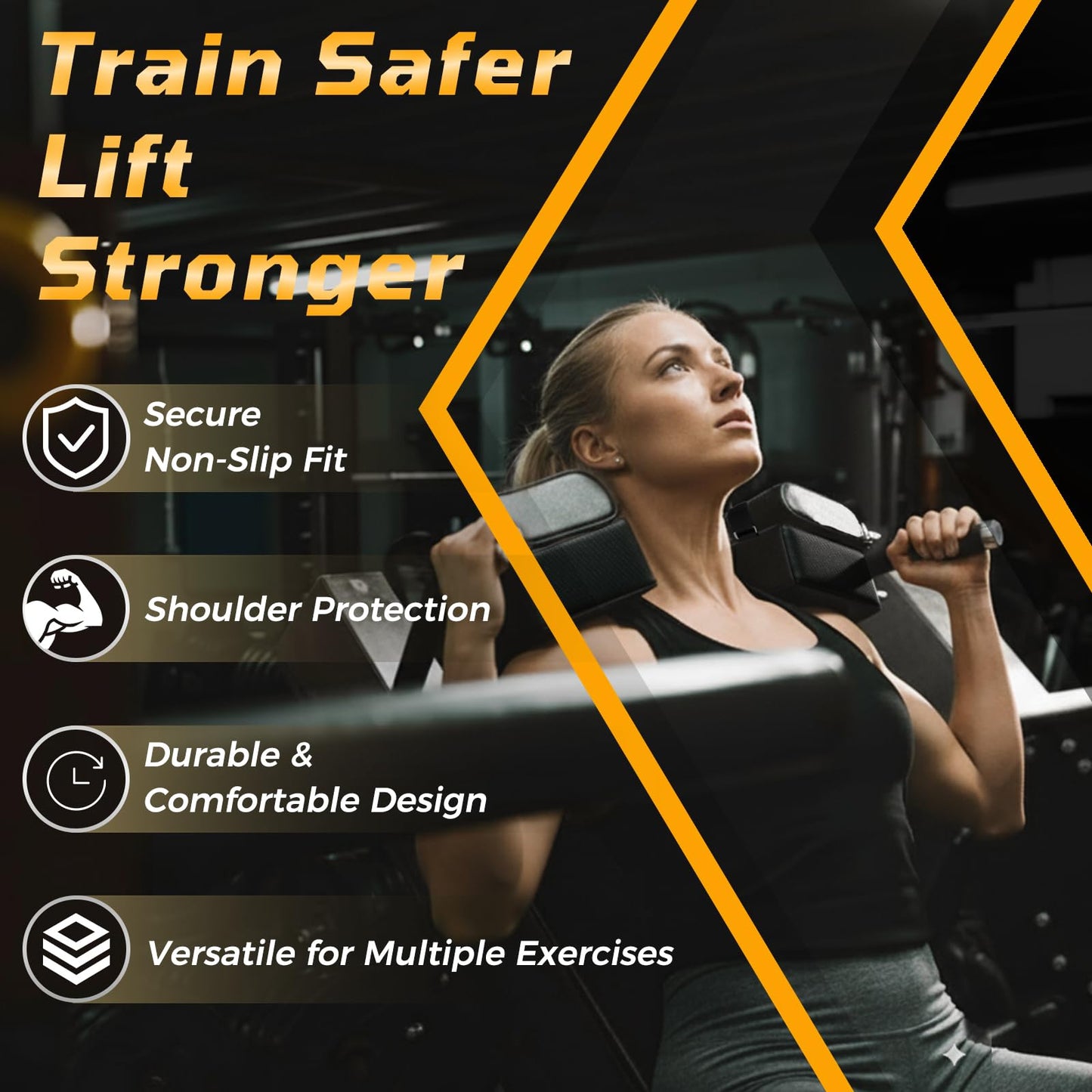J Bryant Hack Squat Shoulder Pads 2 PCS – Thick Foam Cushion with Adjustable Straps, Reduce Shoulder Pressure, Compatible with Most Hack Squat & Leg Press Machines