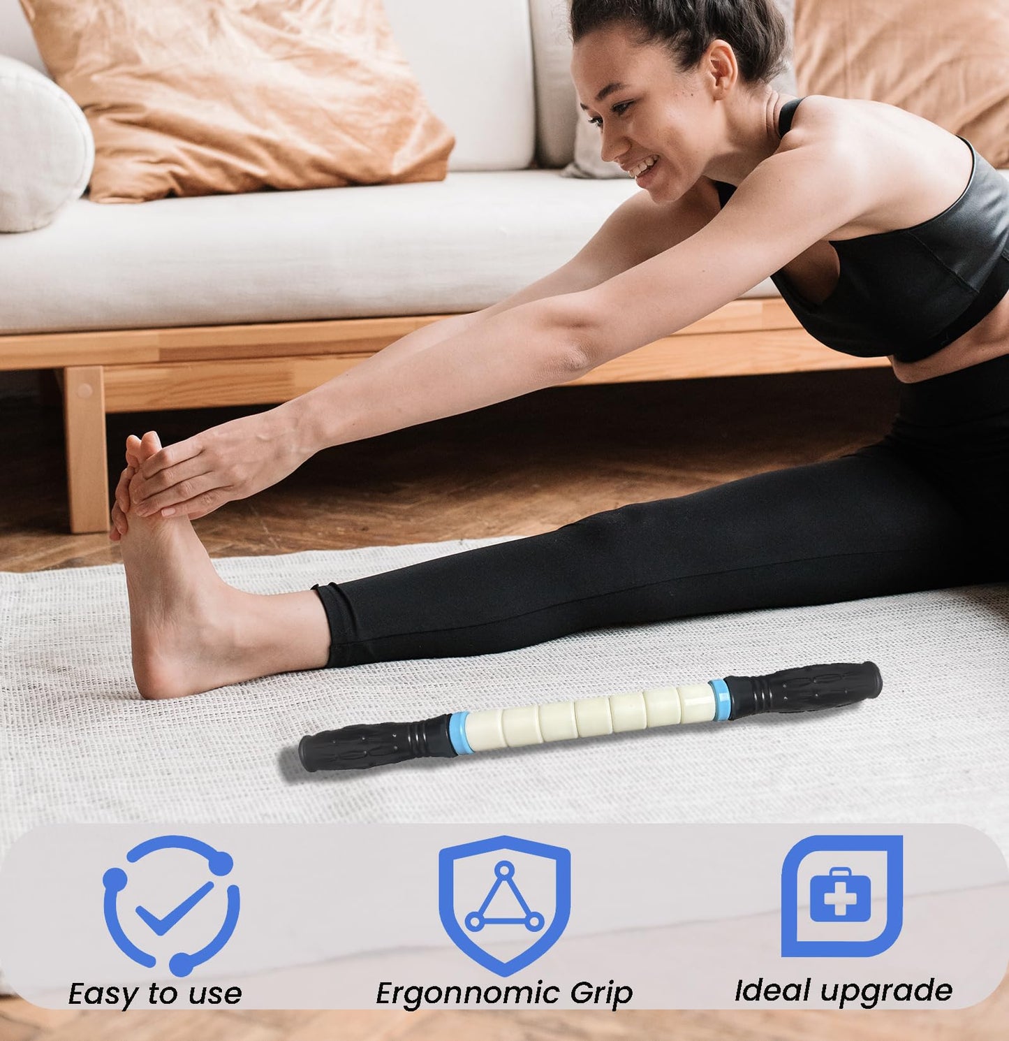 Muscle Roller Stick Ctwctr Massage Roller for Lymphatic Drainage, Cellulite Massager, Leg Massager for Circulation and Pain Relief, Deep Tissue & Trigger Point Massage