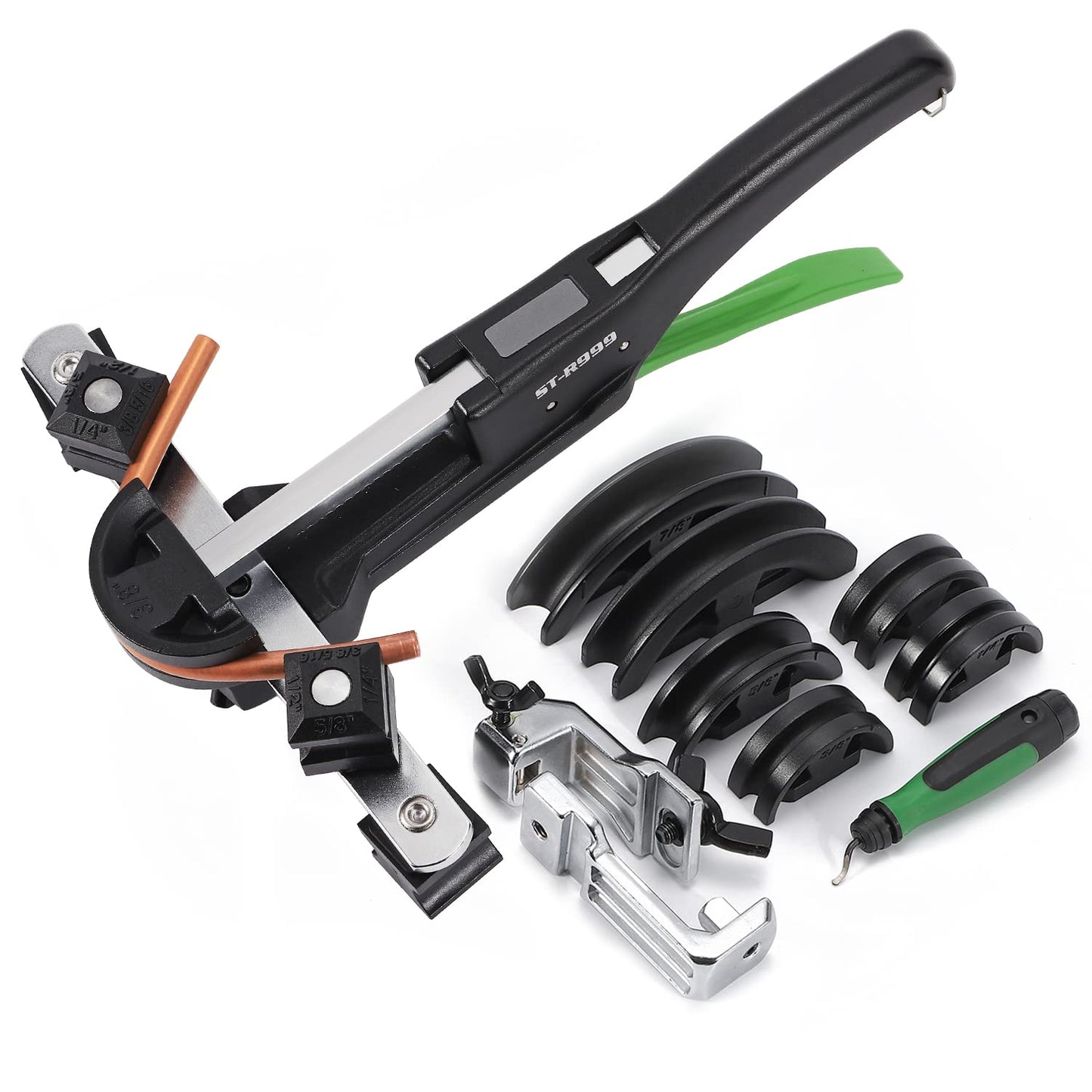 Antstone Tubing Bender Kit with Reverse Bend 1/4"-7/8" HVAC Ratchet Copper Pipe Bender Tool Set 90° Bend with 7 Dies for Refrigerator Air Conditioner Repair
