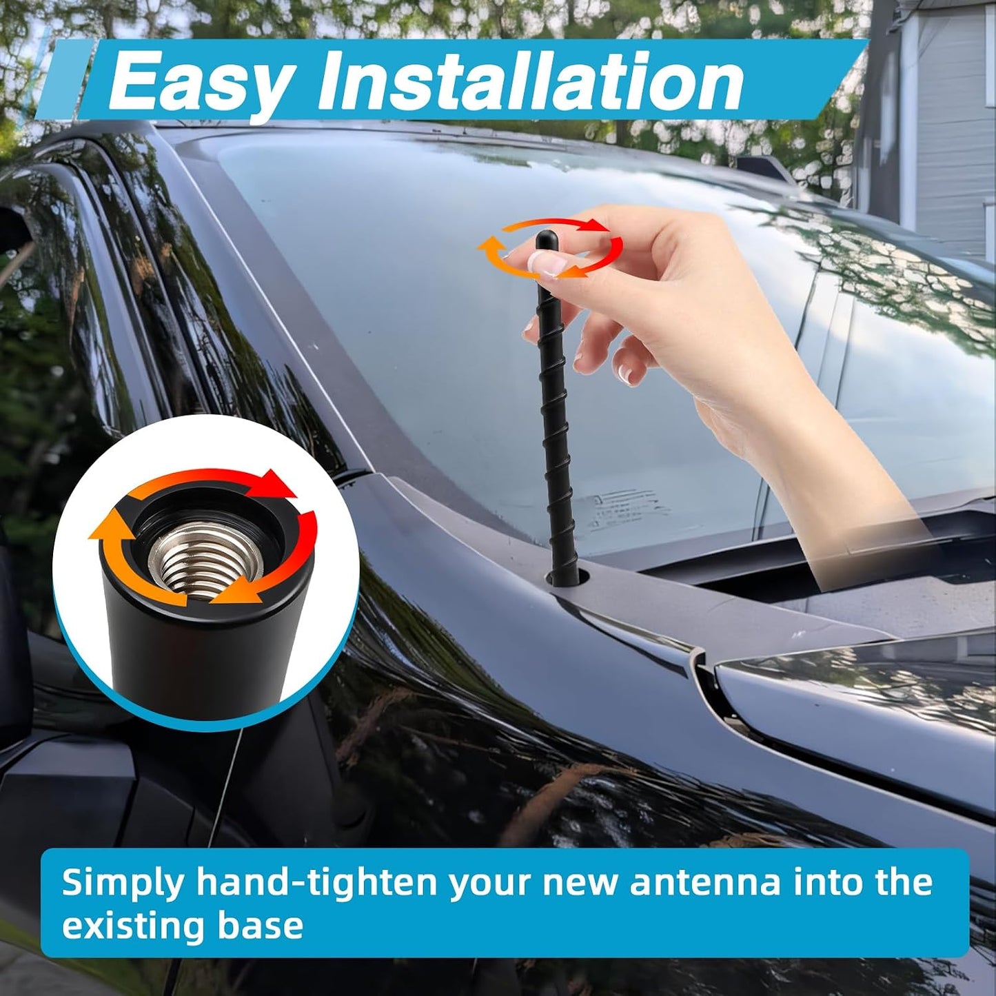 LQYLMY 7" 1500 2006-2025, Upgraded Spiral AntennaShort Radio Antenna Mast Compatible with Chevrolet Silverado Car Wash