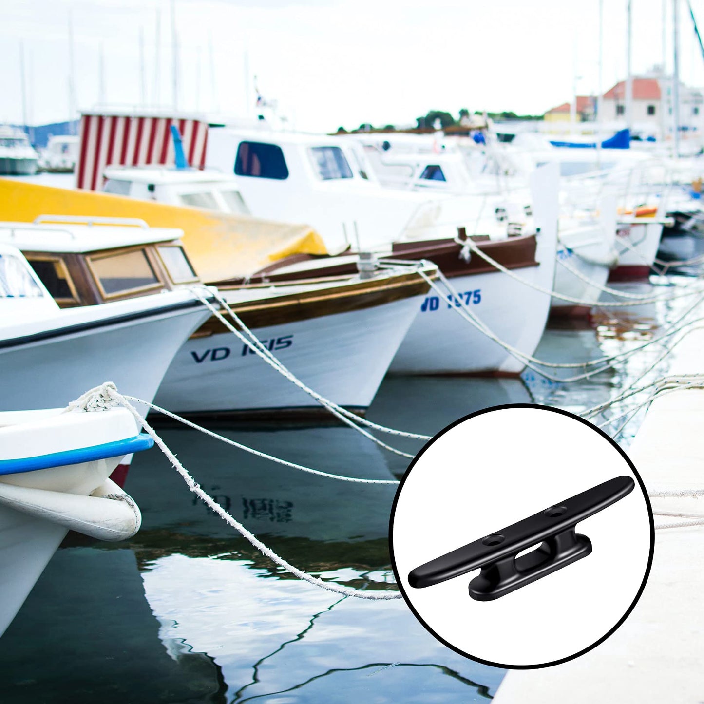 Hestya 8 Pieces Black Boat Cleats 4 Inch Nylon Kayak Dock Cleat Black Rope Cleat for Rope, Kayak, Mooring, Canoe, Tie Down, Maritime Decor