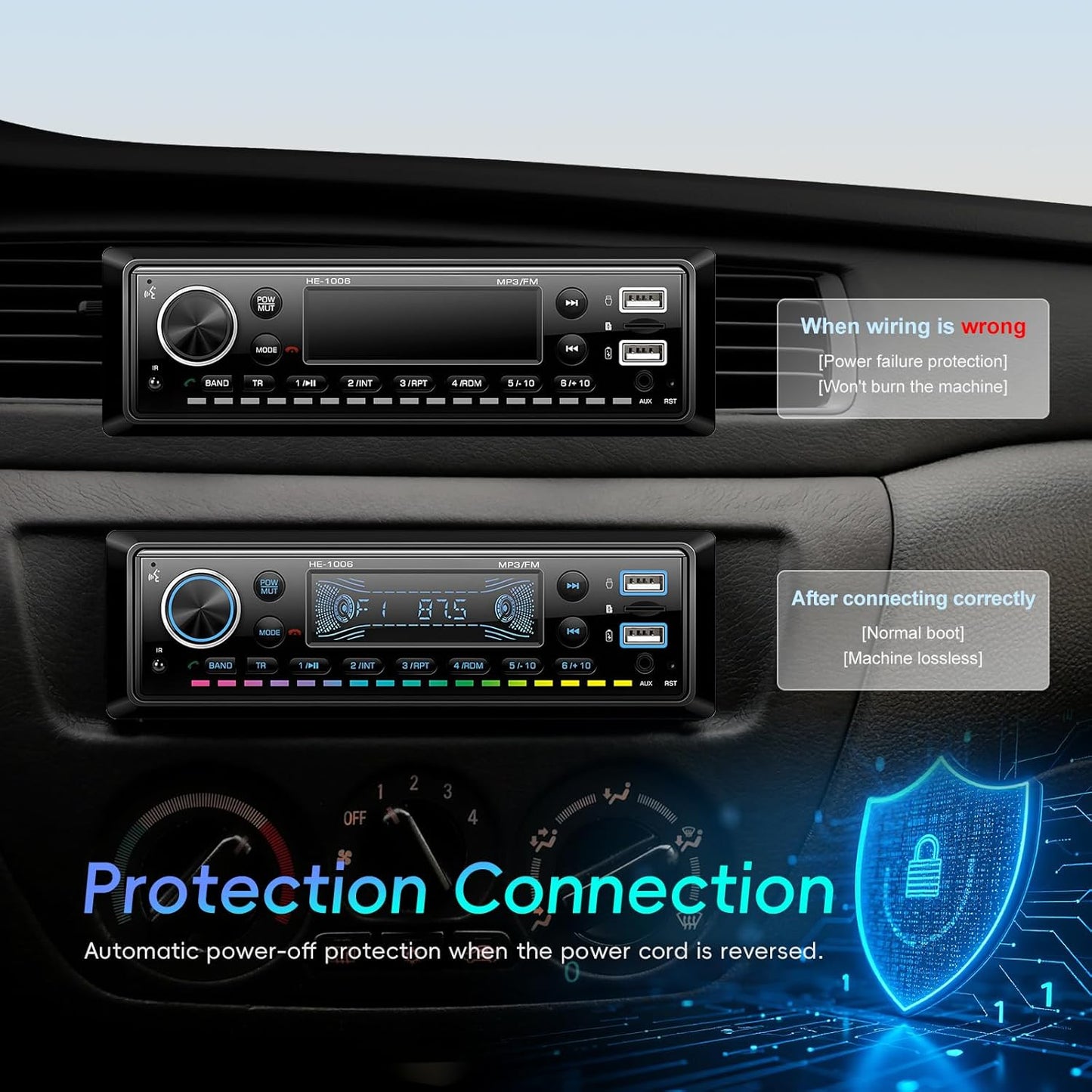 SIXTOP 5.0 64G MP3 Single Din Car Stereo Bluetooth Audio Radio with Card FM Receiver Digital Music Radio Player Support