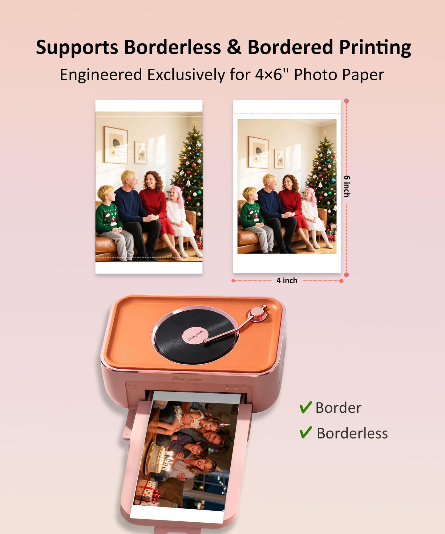PRT 4x6 Photo Printer, Thermal Dye Sublimation WiFi Picture Printer for Phone, Portable Phone Printer with AR Video & 20 Sheets 1 Cartridge, Instant Printing for Home Use CP6000 Pink
