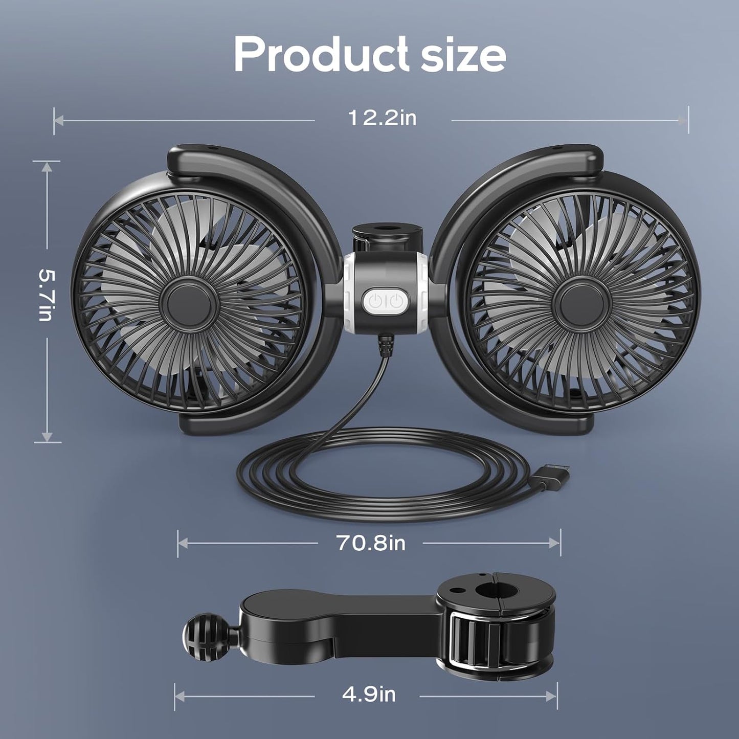360 3-Speed Trustnice USB Car Fan for Backseat for Kids, Dual Head Car Seat Fan Independently Controlled Rotatable