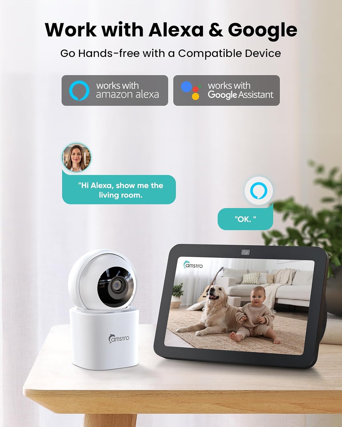 3K 360PTZ Tracking,2.4/5GHz Detection,2-Way Indoor Security Camera Home Baby/Pet Monitor, Auto WiFi, AI Motion & Sound