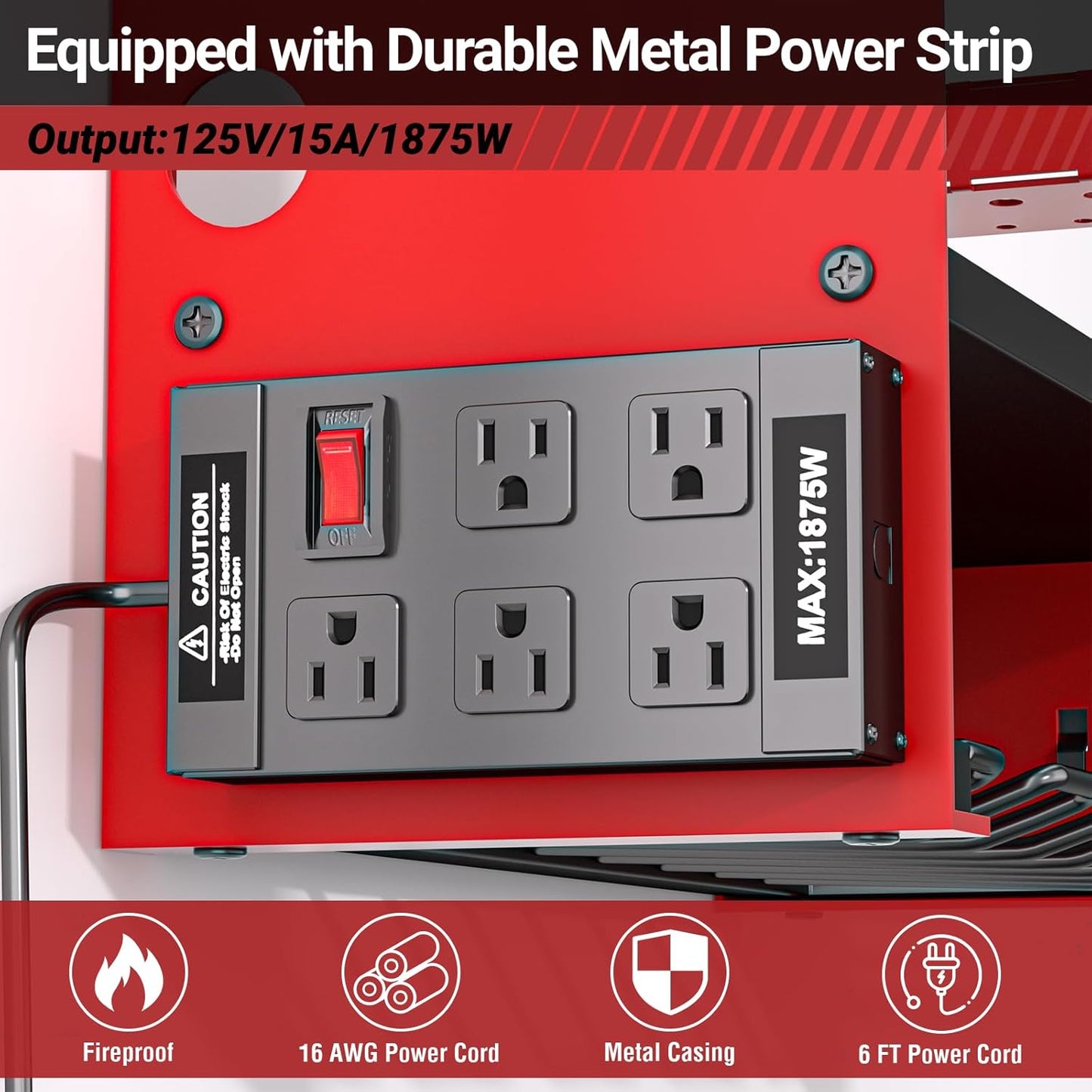 YYR Power Tool Organizer - Wall Mount Charging Station & Heavy-Duty Drill Holder - Red