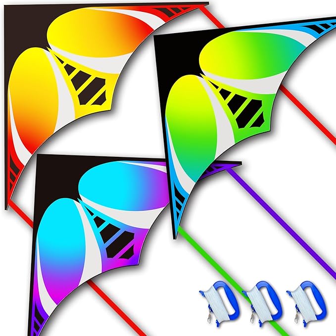 HONBO Delta Kite for Kids Easy to Fly,Large Kite for Adults, Colorful Kite for Children Ages 4-10