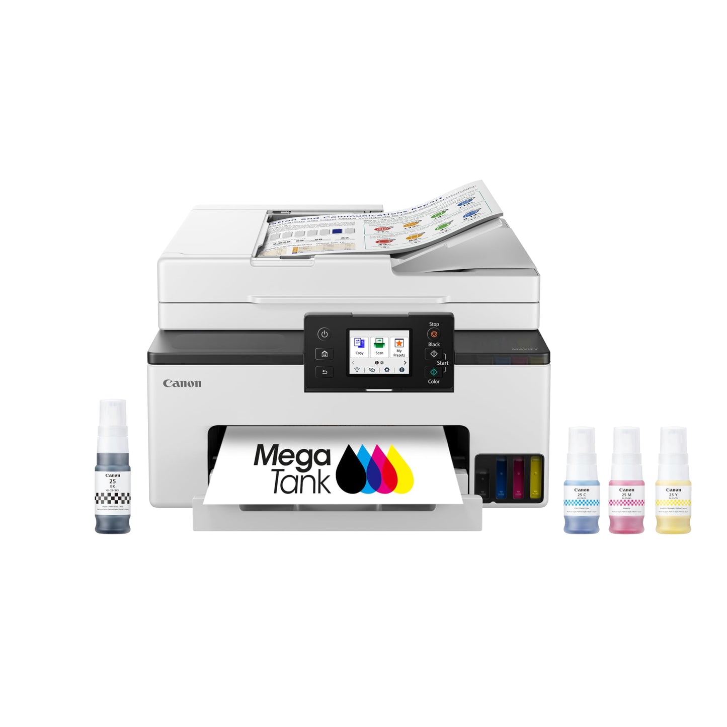 Canon MegaTank MAXIFY GX2020 All-in-One Wireless Color Printer – Print, Copy, Scan with Duplex Printing – Refillable Tank System, Compact Desktop Design – Wireless Print Scan Copy for Home & Office