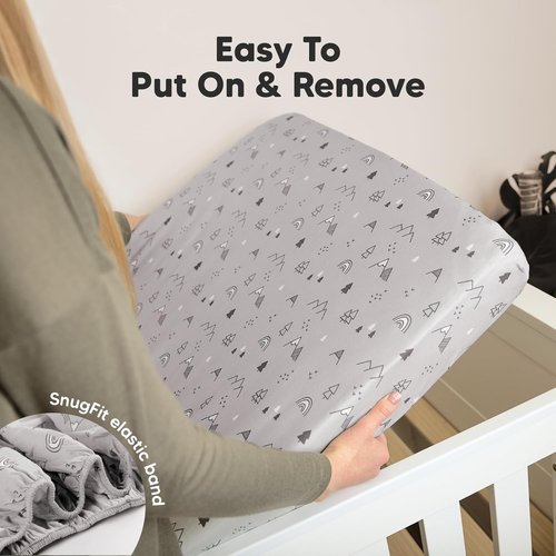 KeaBabies Organic Crib Sheets - 2-Pack Fitted Jersey Cotton for Baby Beds | Soft, Breathable & Cute Prints (Cove)