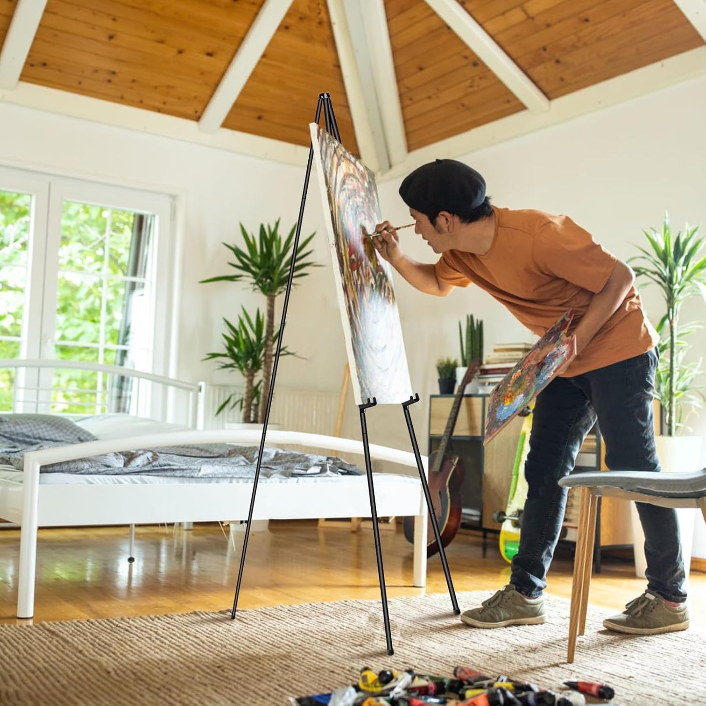 PUJIANG 63" Easel Stand - 3 Pack Metal Art Display for Pictures & Signs | Includes Carrying Bag