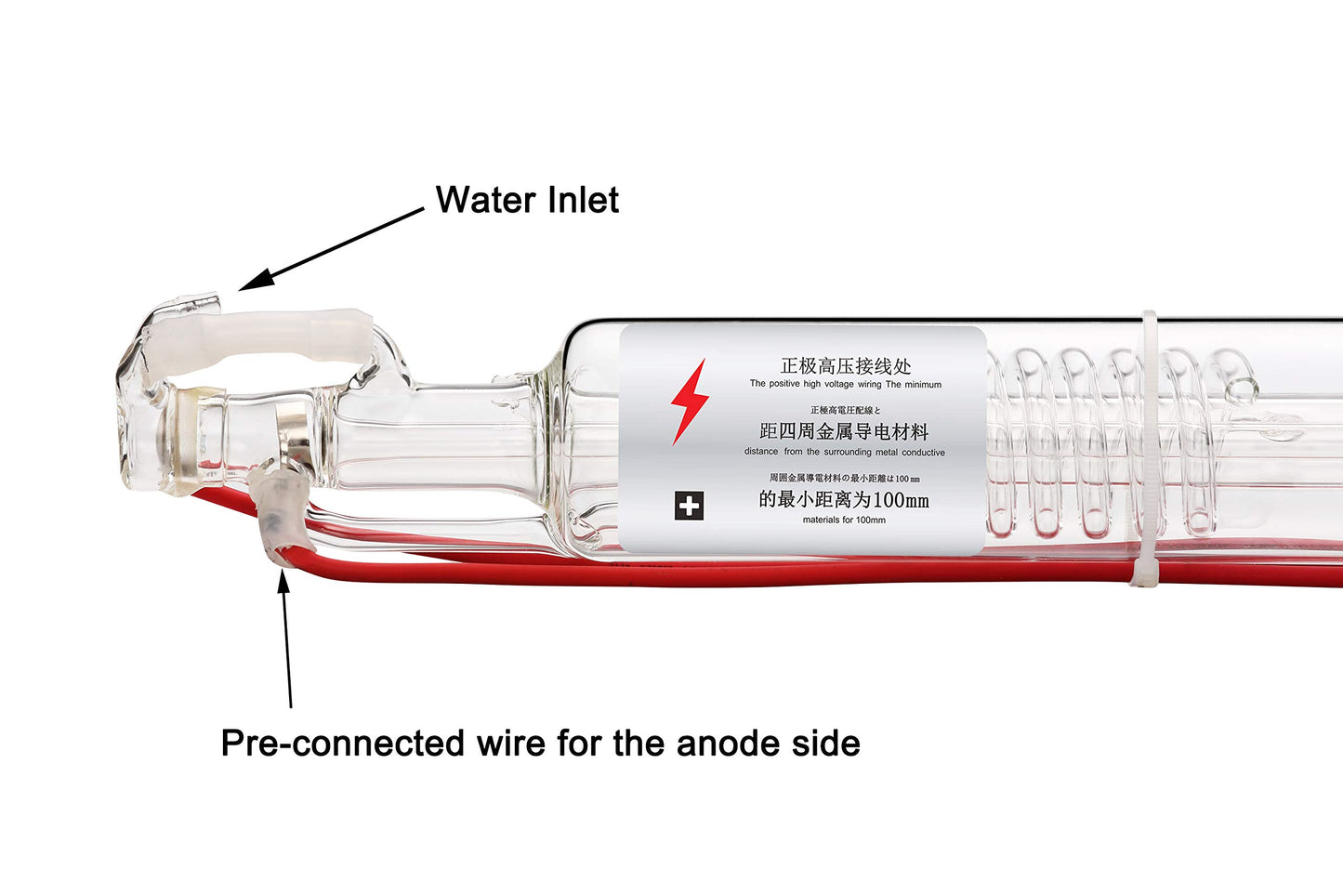 TEN-HIGH 40W CO2 Laser Tube 700mm D50mm, Wires Preconnected with Coating, for Laser Cutter Laser Engraving Cutting Machine