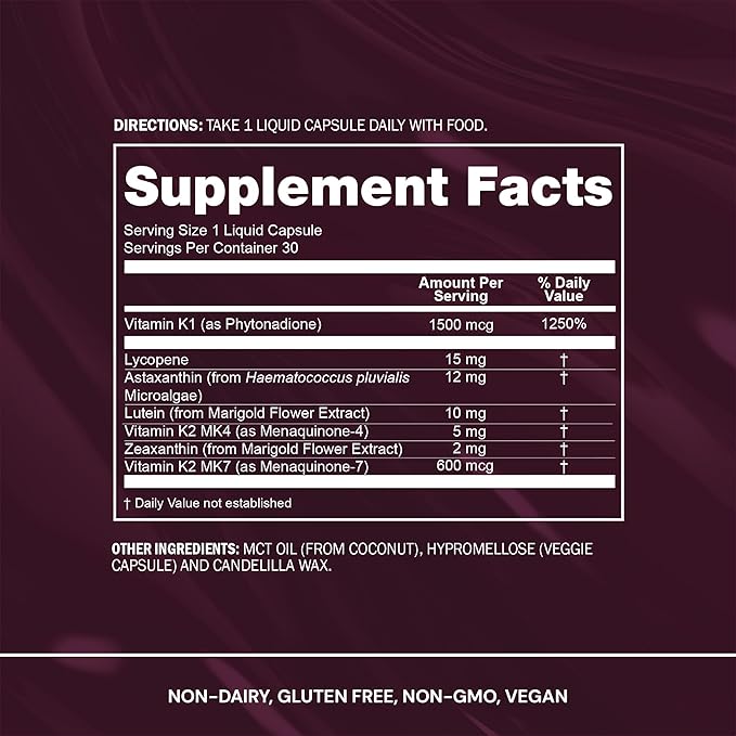 Blueprint Bryan Johnson Advanced Antioxidant Supplement ??Lutein, Zeaxanthin, Lycopene, Vitamin K1, K2 ??Vegan Capsules for Vision, Bone & Heart Support ??Updated Formula of Essential Softgels