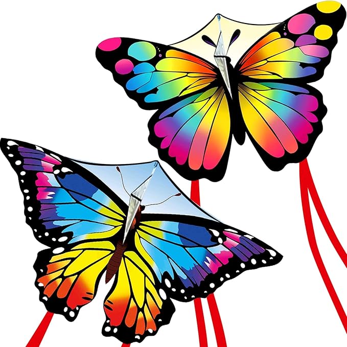 Colorful Butterfly Kites for Kids & Adults, Big Kids Kite Easy to Fly, Beach Kites for Adults, Perfect Family Kite for Parks and Outdoor Activities, 300ft String Handle Included