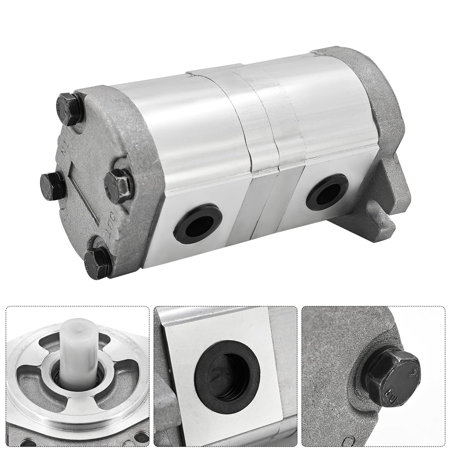NEW HGP‑33A‑F4/4R Hydraulic Gear Pump Shaft 15.87mm 5/8" 25MPa 1800RPM Hydraulic Tandem Double Gear Pump Keyed Shaft for Mini Excavator Lifting Agricultural Machinery Inlet 3/4" Outlet 1/2"