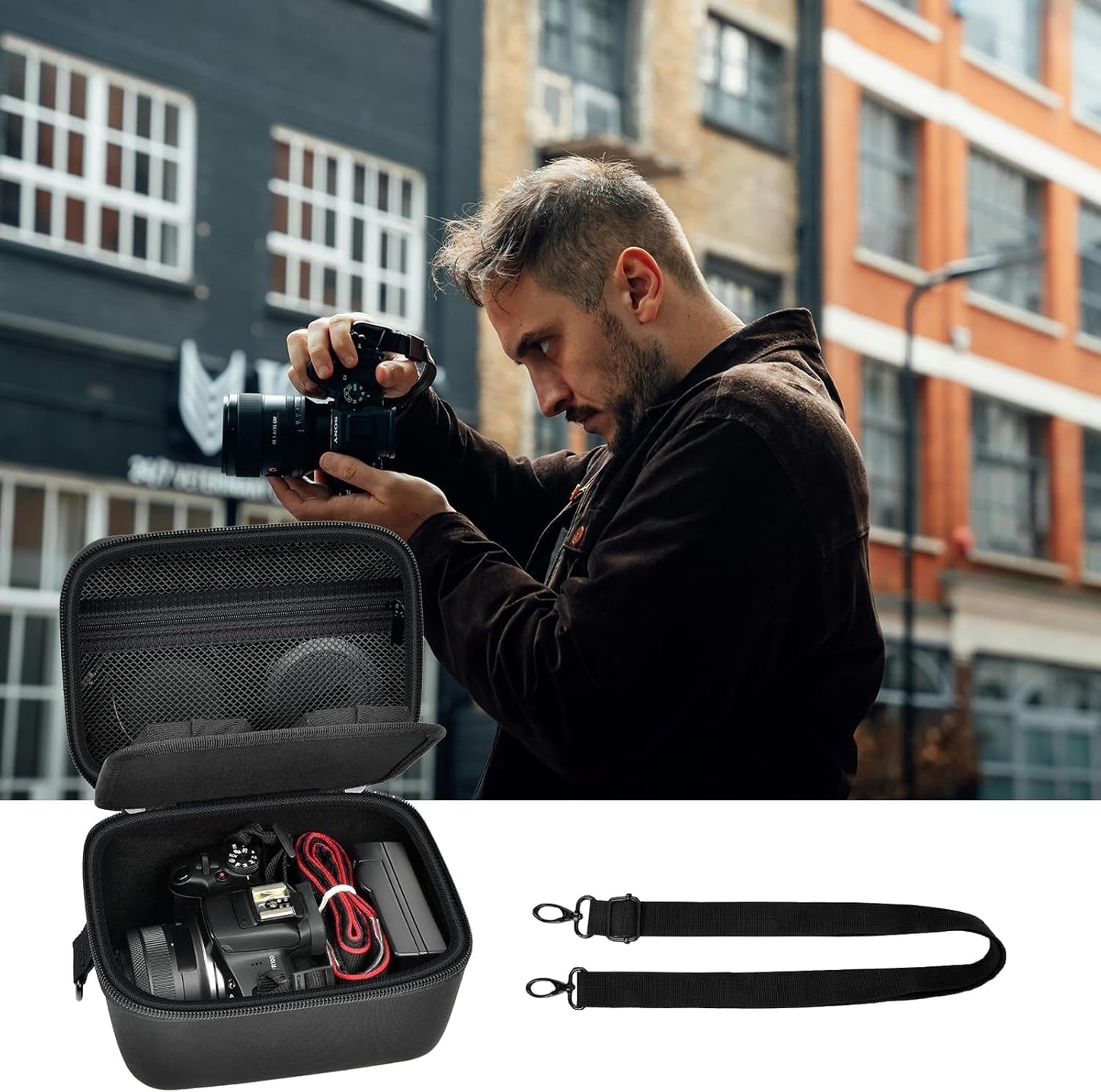 R100 R50 GWCASE Compact Case Compatible for Canon EOS Mirrorless Camera, Travel Storage Cameras Crossbody Bag for Video