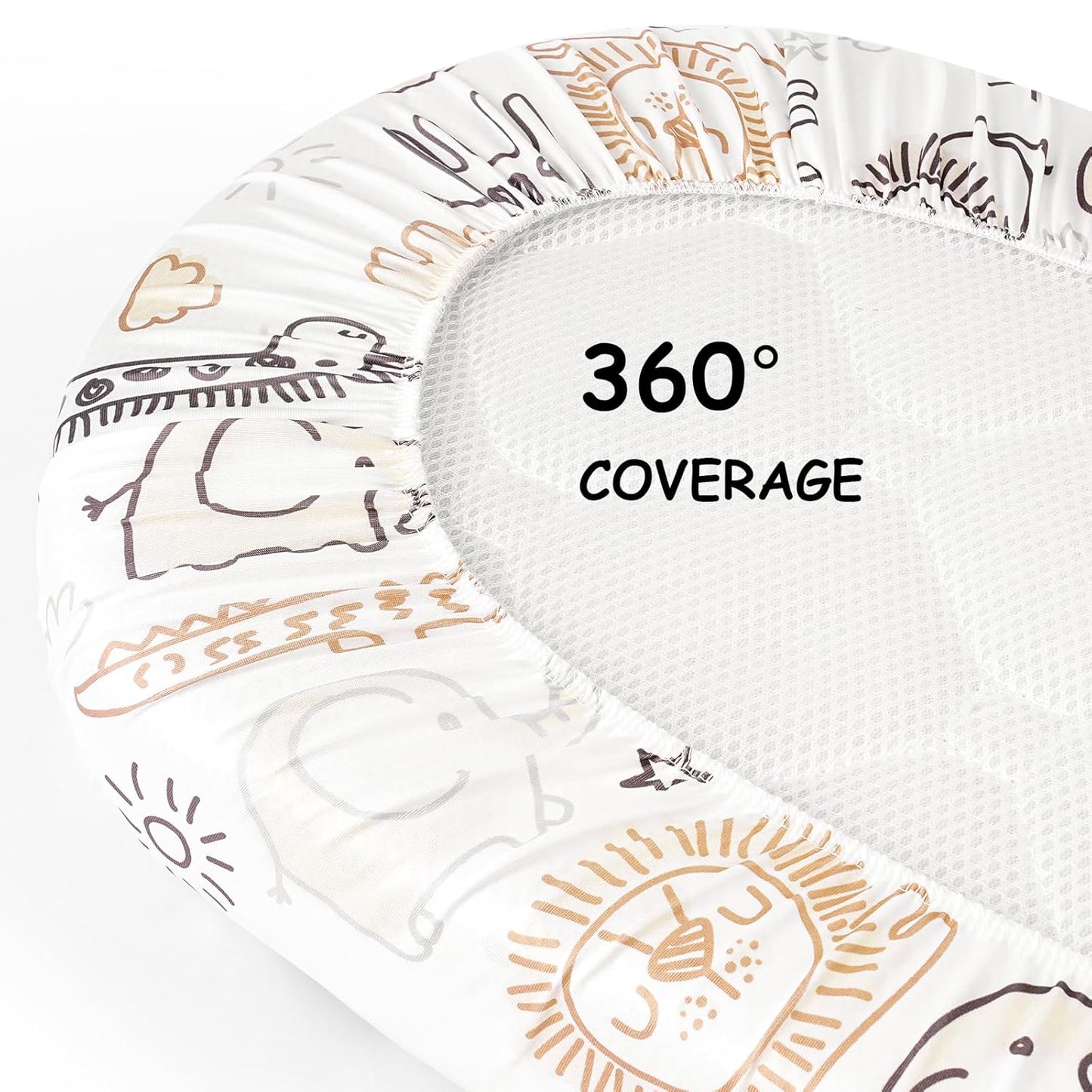 Yoofoss Bassinet Sheets - 3-Pack Fitted Sheets Set for Halo Bassinest | Soft, Breathable Fabric (Brown & Animals)