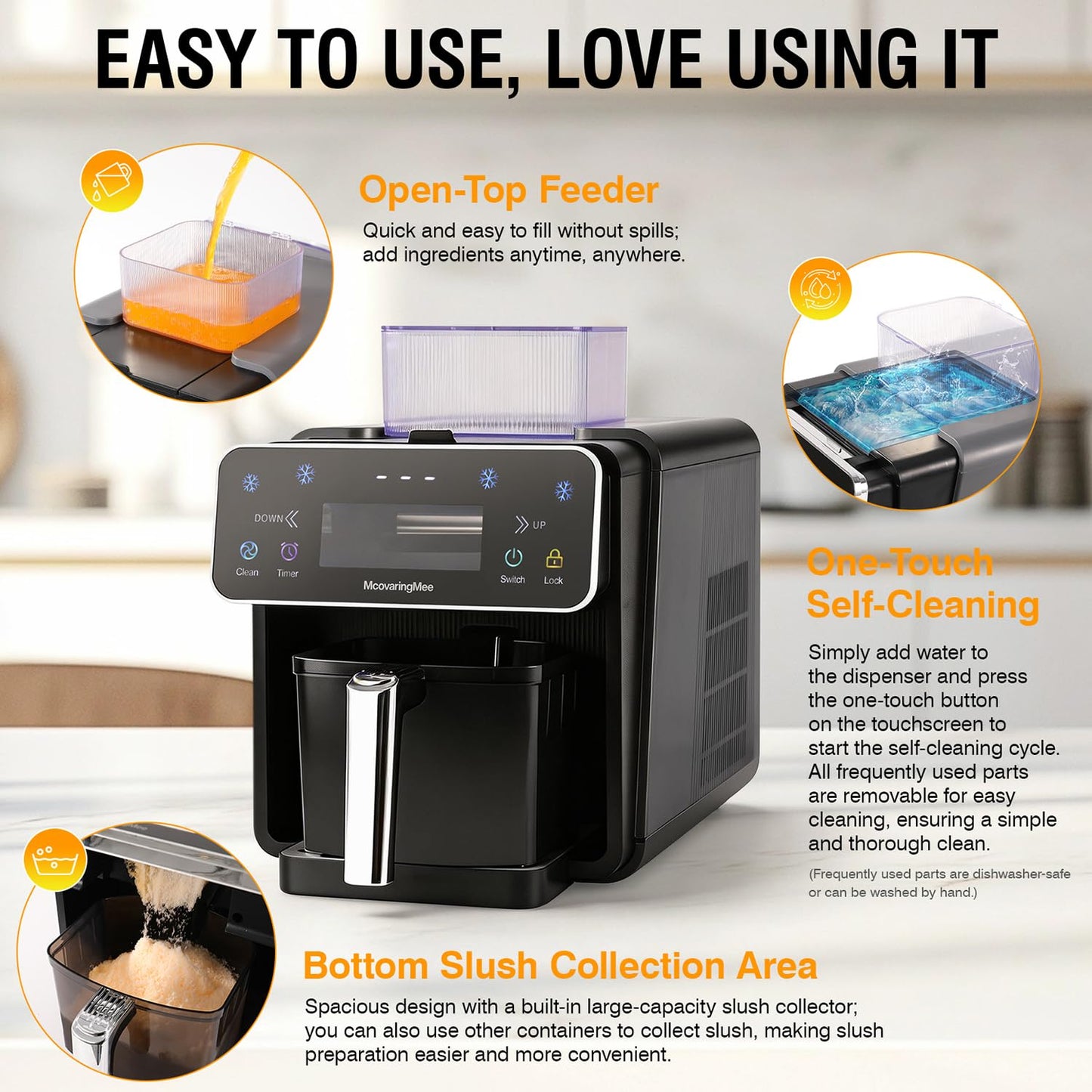 Slushie Machine, 4 IN 1 Shaved lce Machine & Slushie Machine & lce Cream Maker & Frozen Drink Machine, No Sugar Content Requirements, No Ice Needed, Auto-Clean, Perfect for Family, Parties