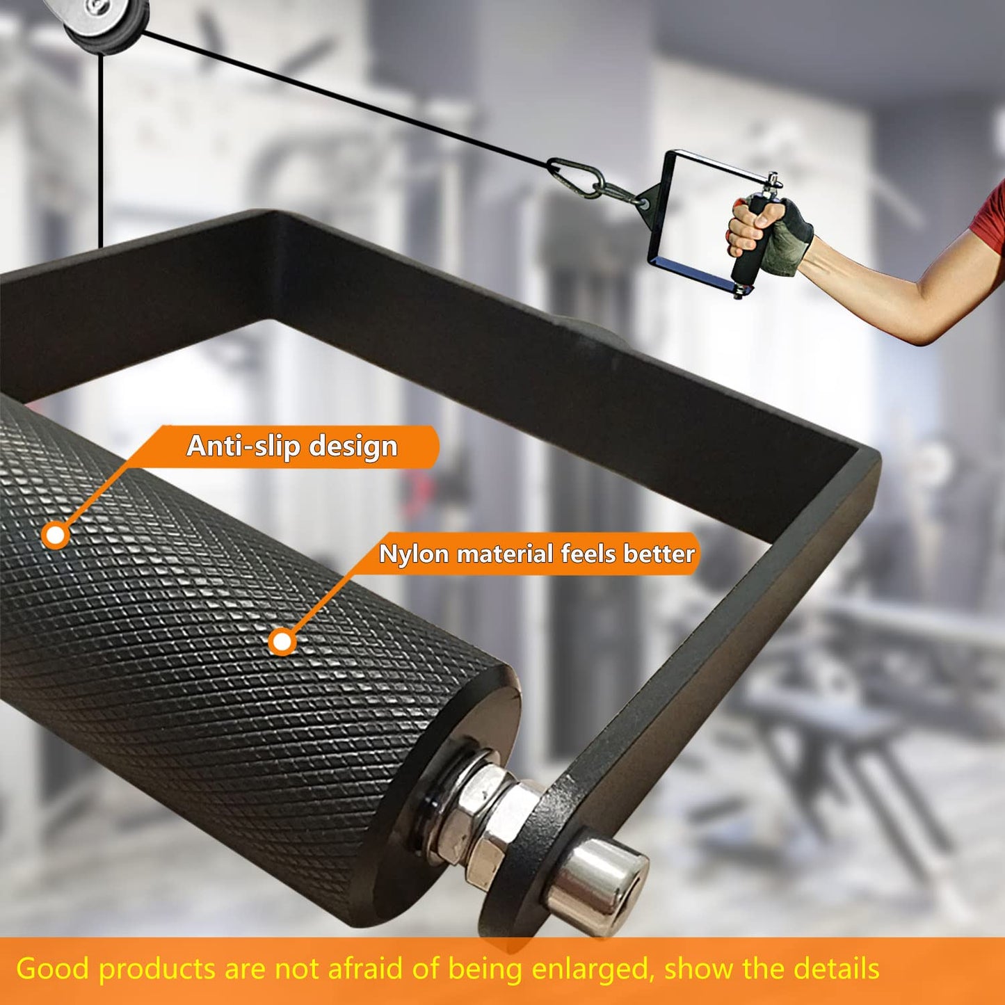 MARSAFIT Gym Fitness LAT Pulldown Attachments, Fat Arm Wrestling Exercise D Handle Cable Attachment, Arm Lifting Deadlift Handle Grip for Finger Wrist Strength