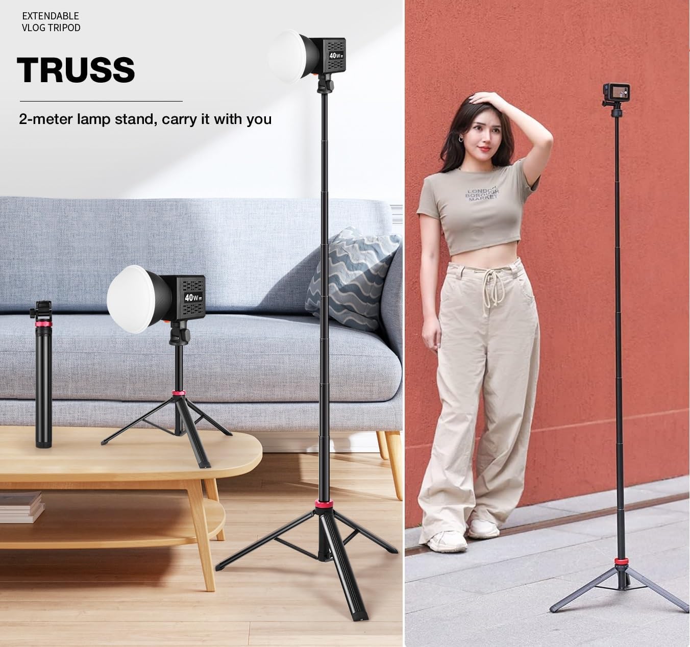 AceTaken 81'' C920/MX 4K/C922/C930/Brio 500/StreamCam 16 15 14 13/Samsung S24 S23 S22 Webcam Floor Tripod Stand Holder