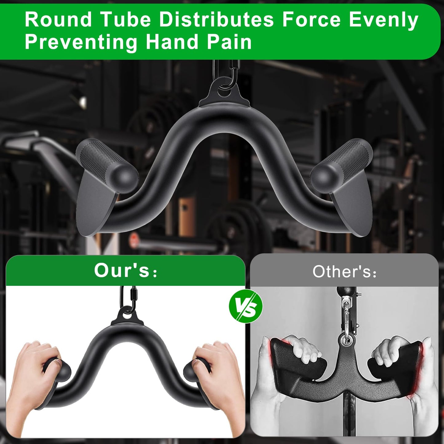 Kipika 12" Lat Pull Down Bars Cable Machine Attachment, Rowing T-bar V-bar Set, Back Strength Training Handle Grips for Cable Machine Rowing Machine